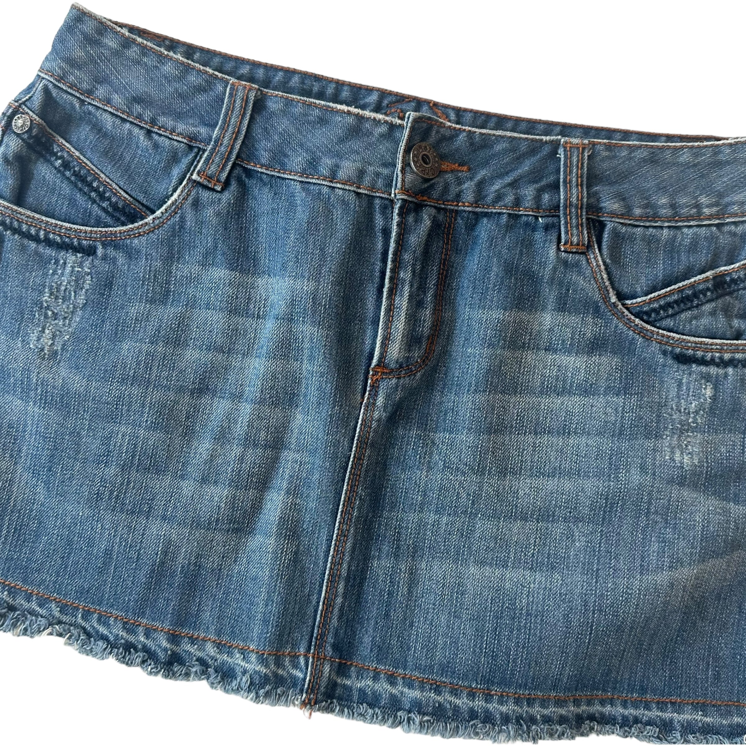 Y2k Chip & Pepper Denim Mini Skirt