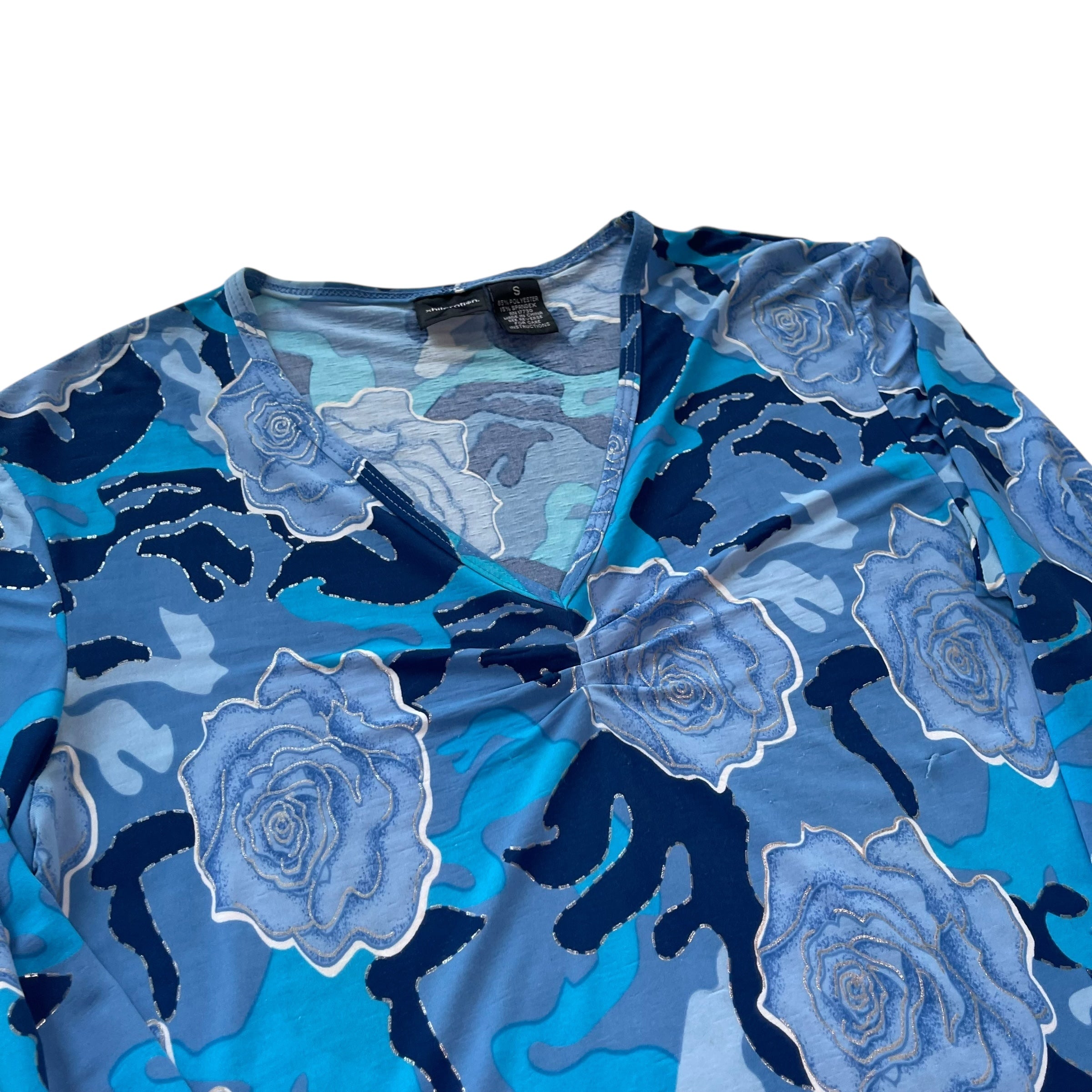 Y2K Xhilaration Blue Long Sleeve V-Neck Blouse