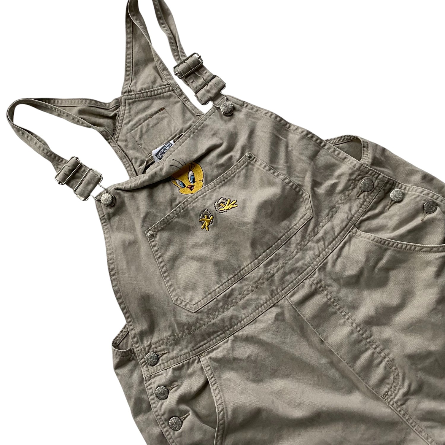 Y2k Warner Bros Tweety Bird Embroidered Overalls