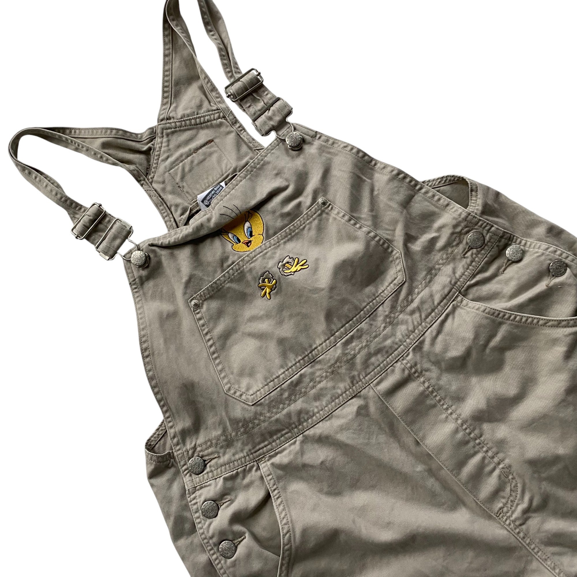 Y2k Warner Bros Tweety Bird Embroidered Overalls