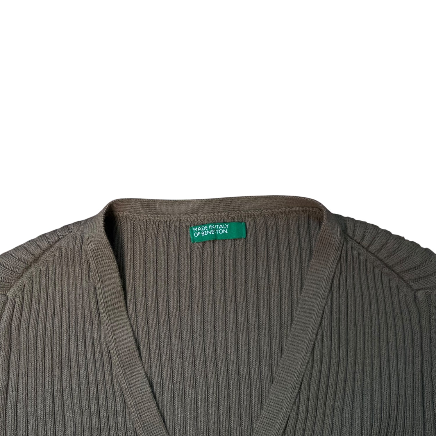Vintage United Colors of Benetton Olive Ribbed Cardigan