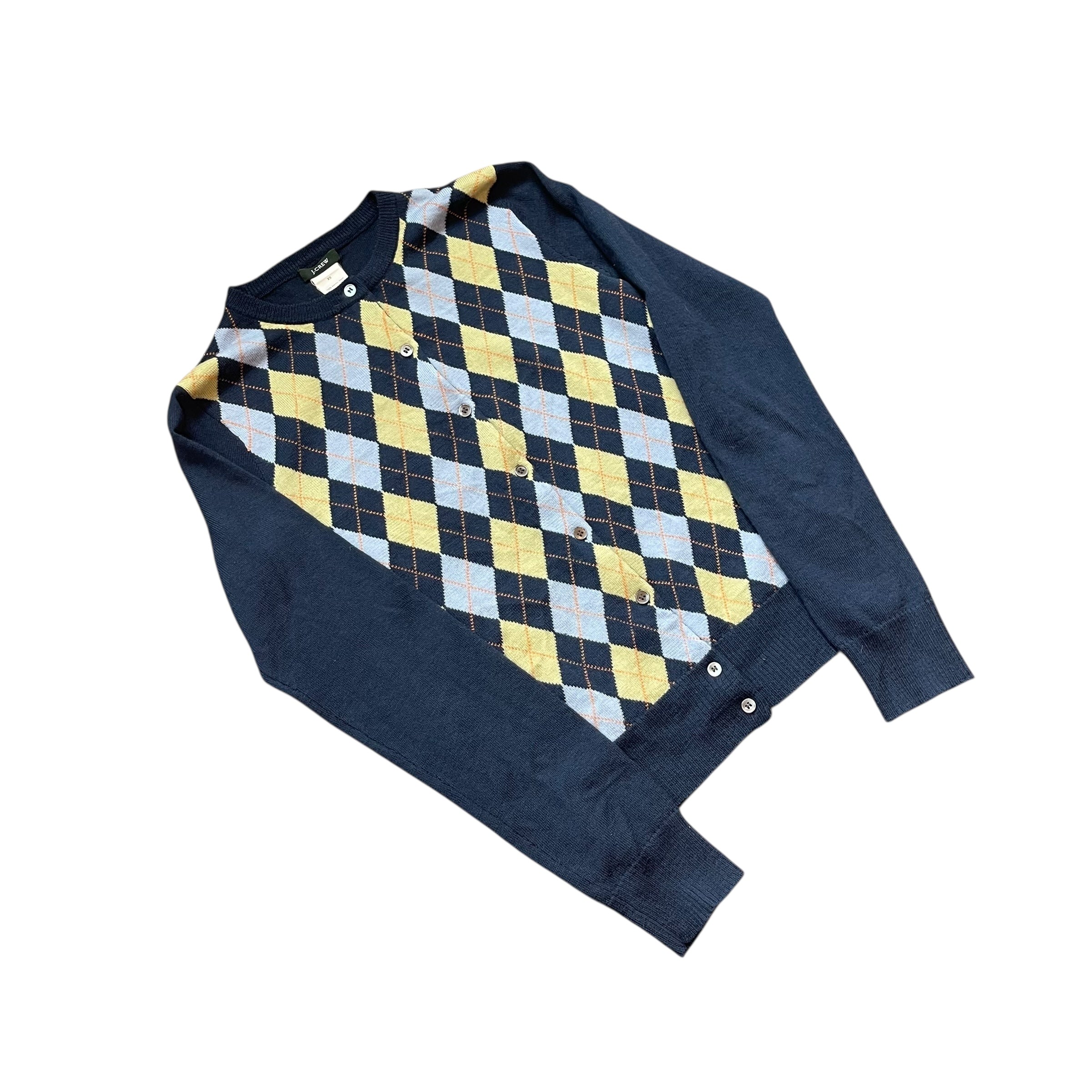 Vintage J.Crew Argyle Print Button-Up Cardigan