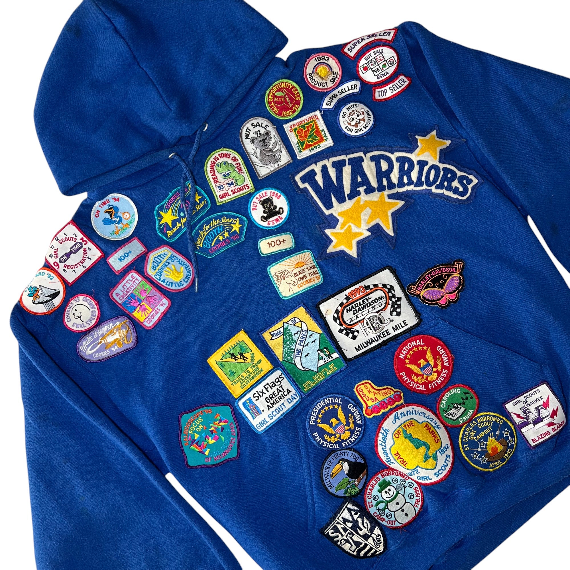 Vintage Patch Blue Hoodie