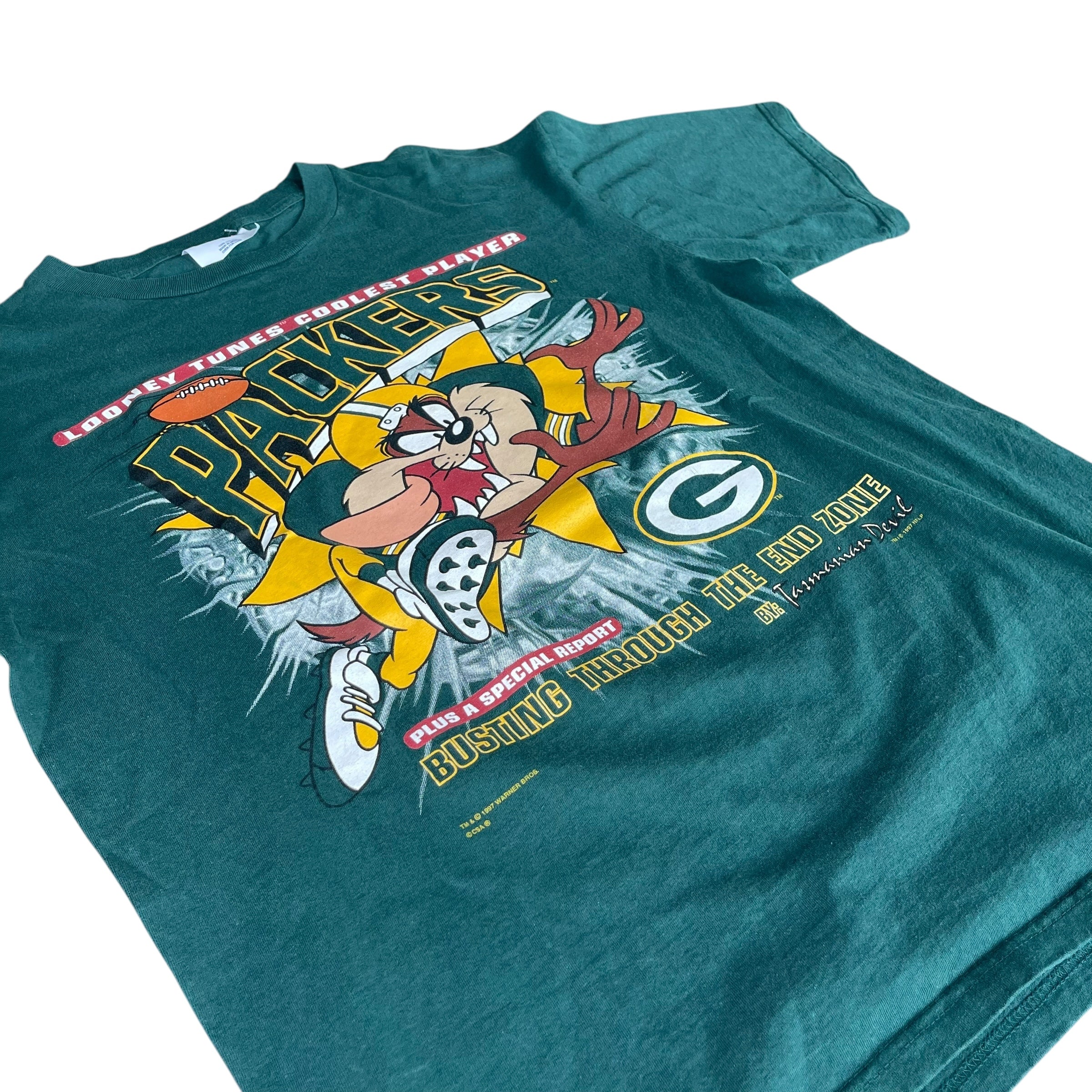 Vintage 1997 Looney Tunes Taz Green Bay Packers T-Shirt