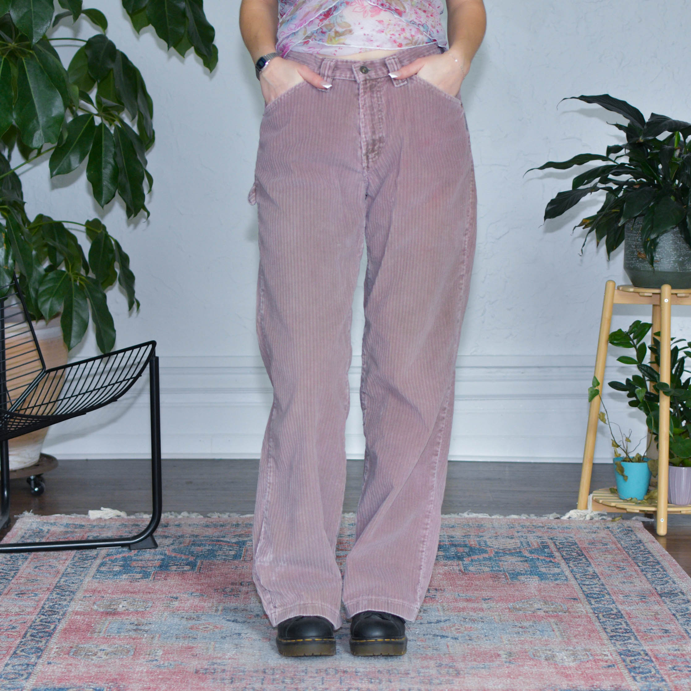 Vintage Silver Jeans Pink Corduroy Wide Leg Pants