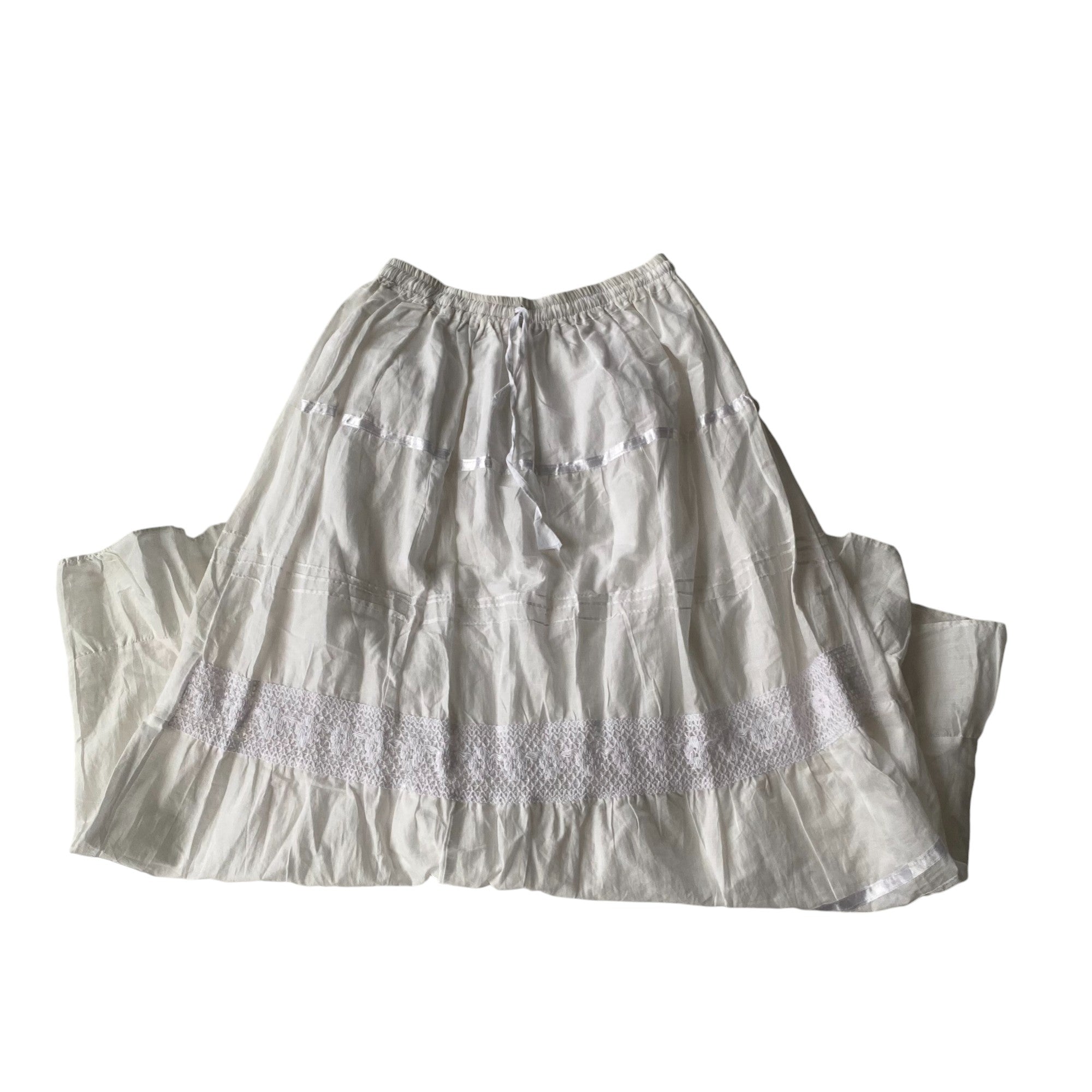 Vintage White Flowy Maxi Skirt