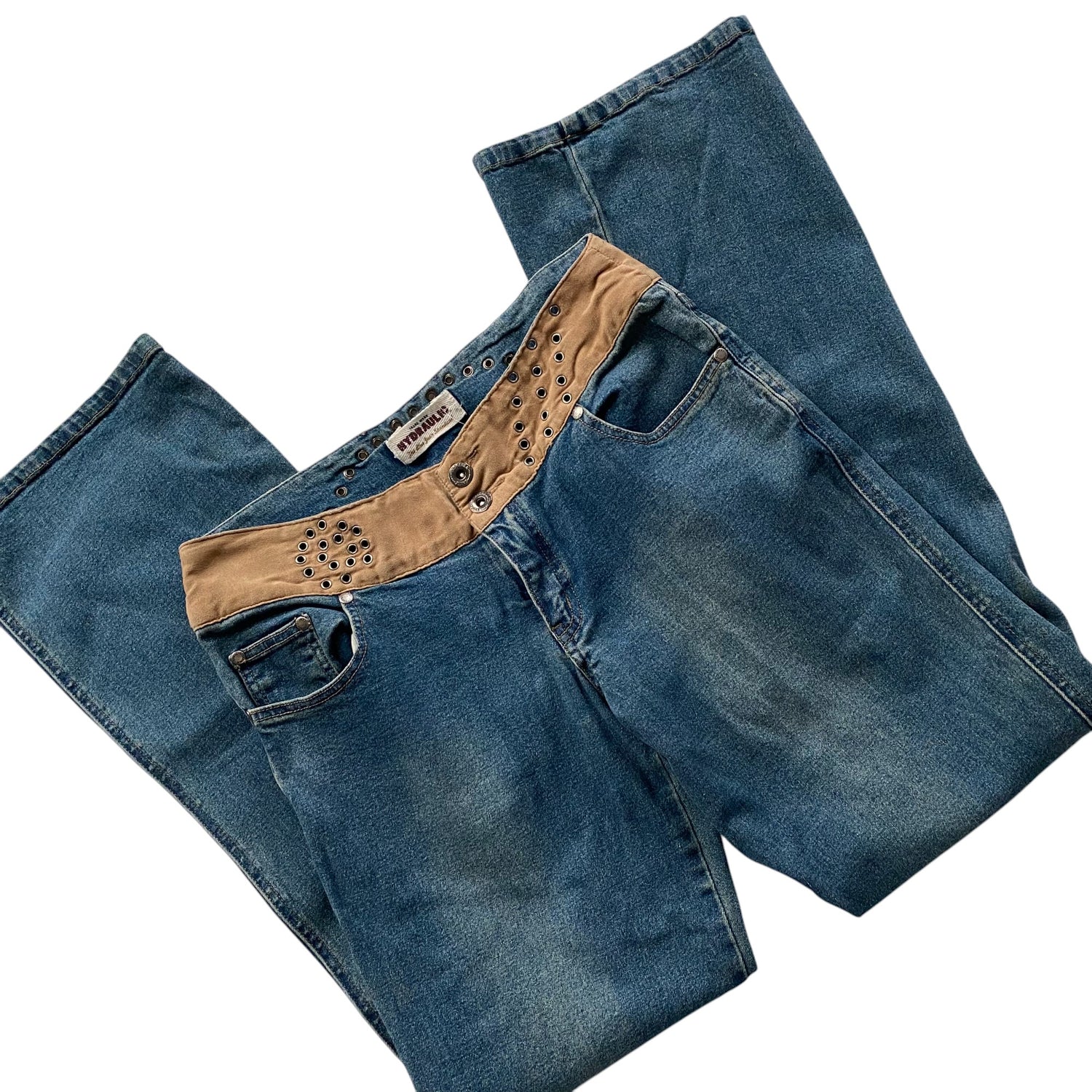 Y2k Hydraulic Western Style Low Rise Flare Jeans