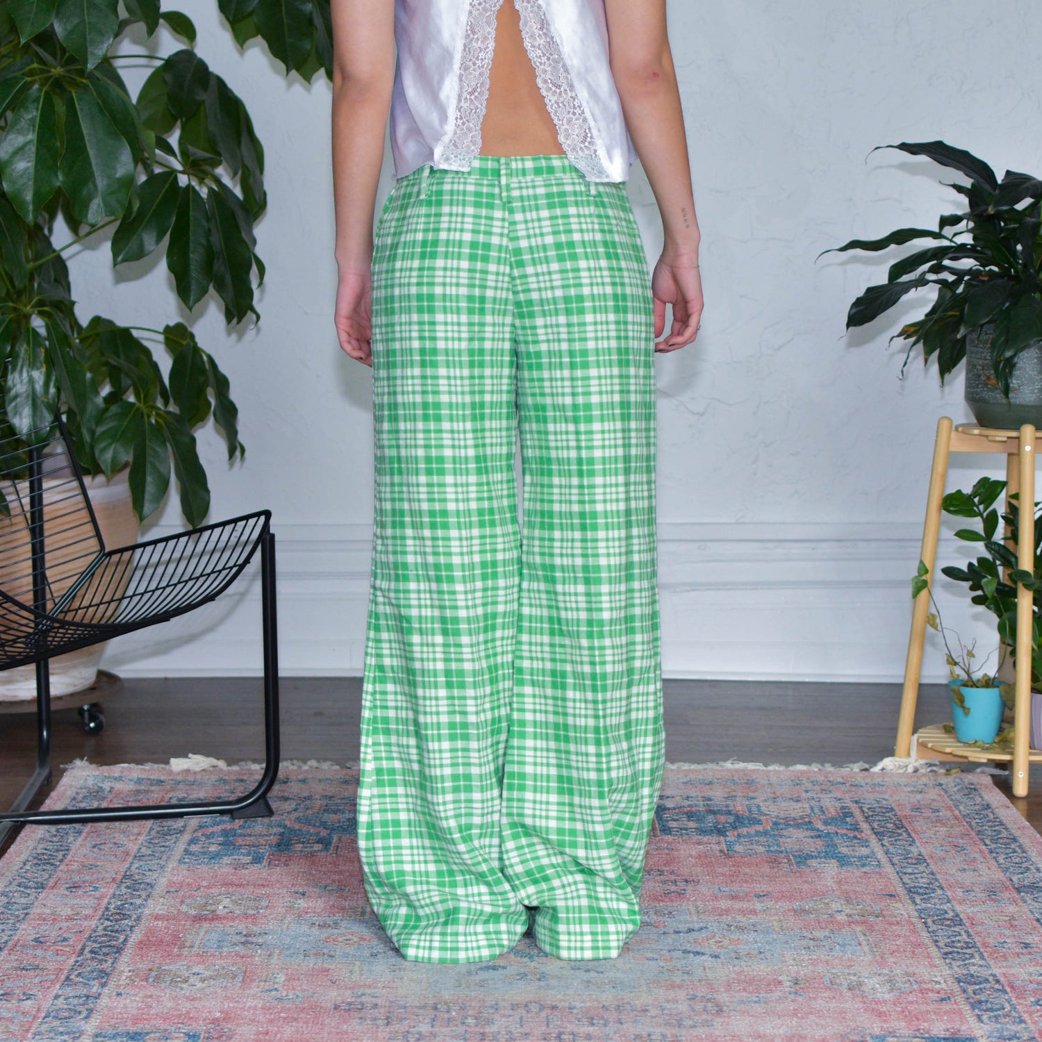 True Vintage Green Plaid Femme Bell Bottoms