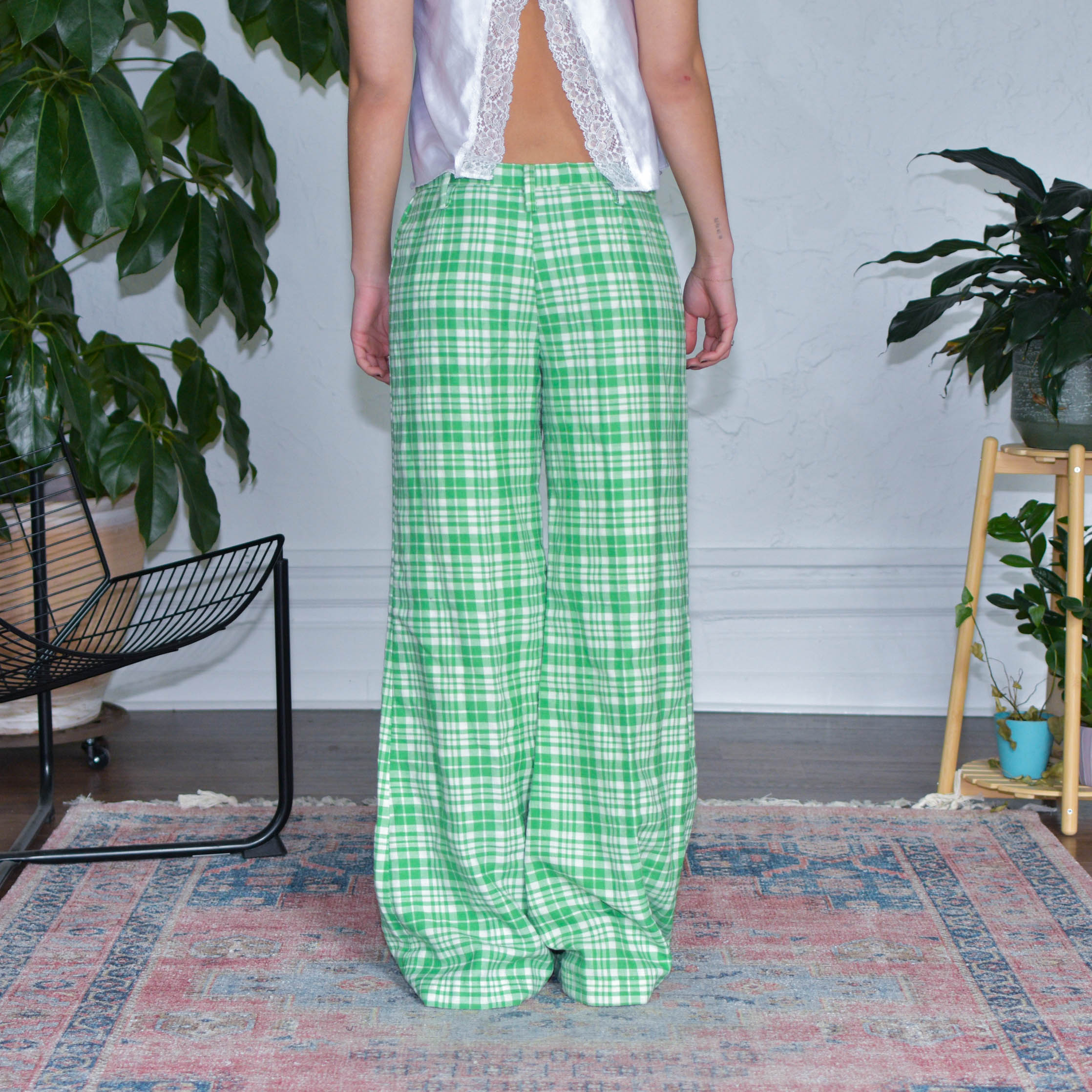 True Vintage Green Plaid Femme Bell Bottoms