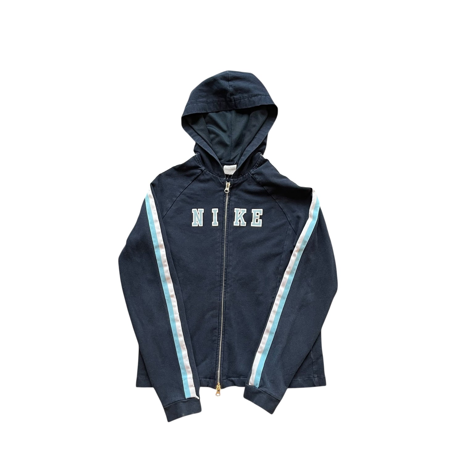 Y2K Nike Navy Striped Long-Sleeve Hoodie