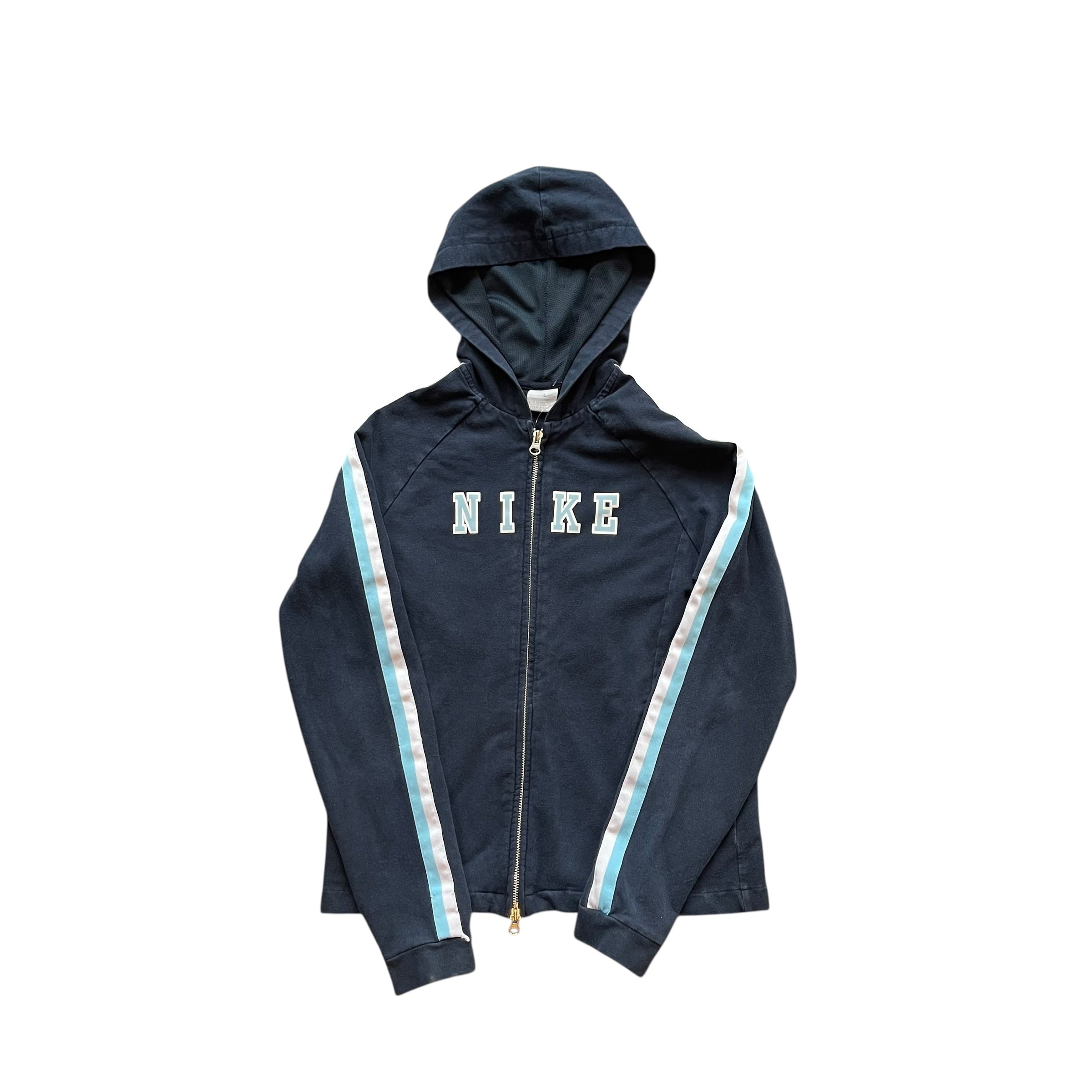Y2K Nike Navy Striped Long-Sleeve Hoodie
