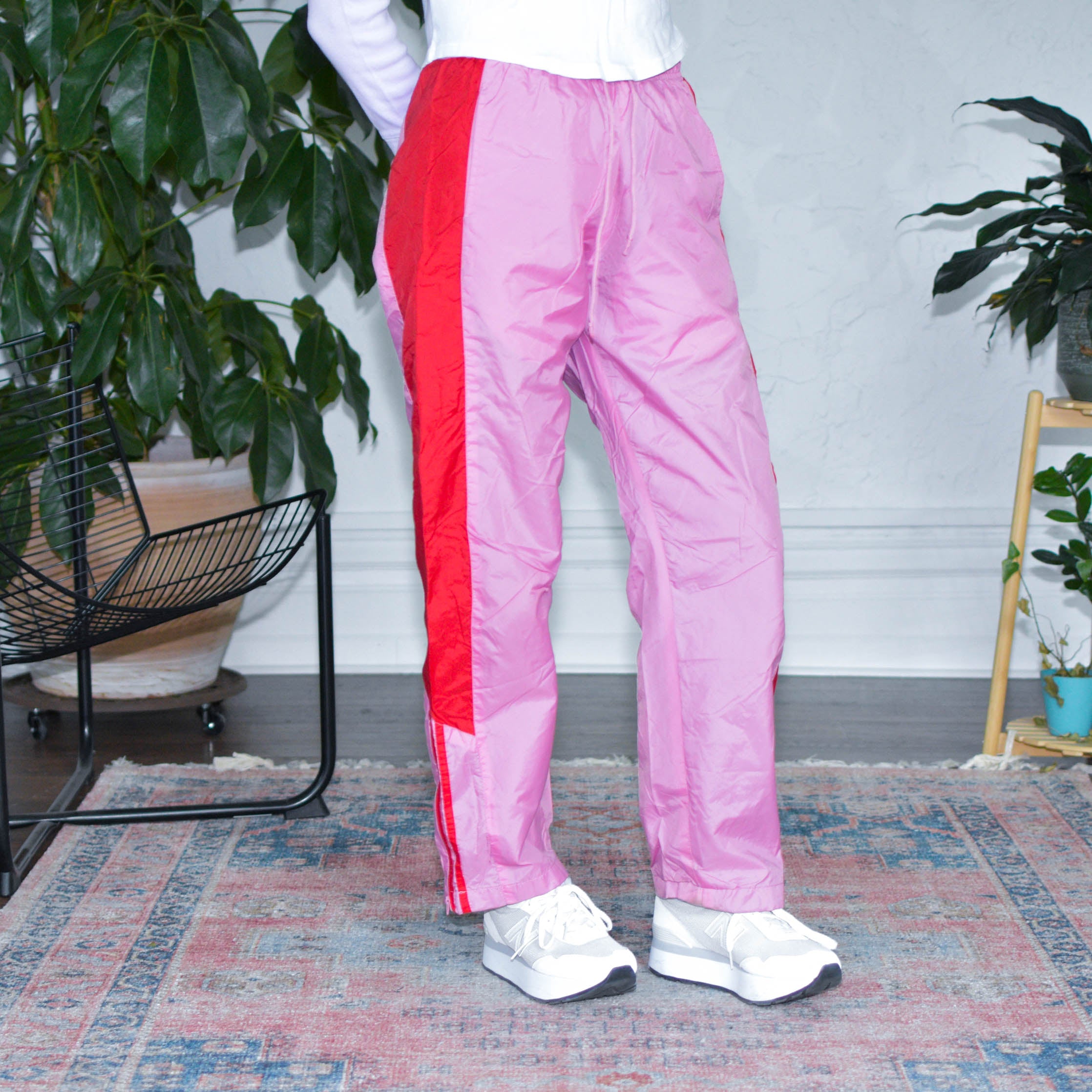 Y2k Pink Nylon Femme Track Pants