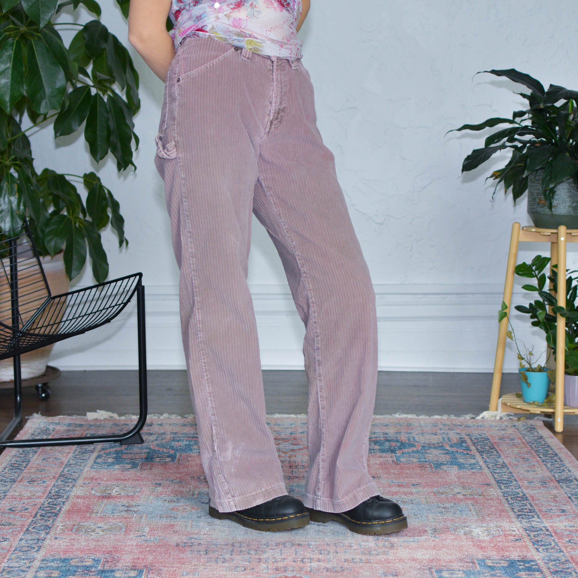 Vintage Silver Jeans Pink Corduroy Wide Leg Pants