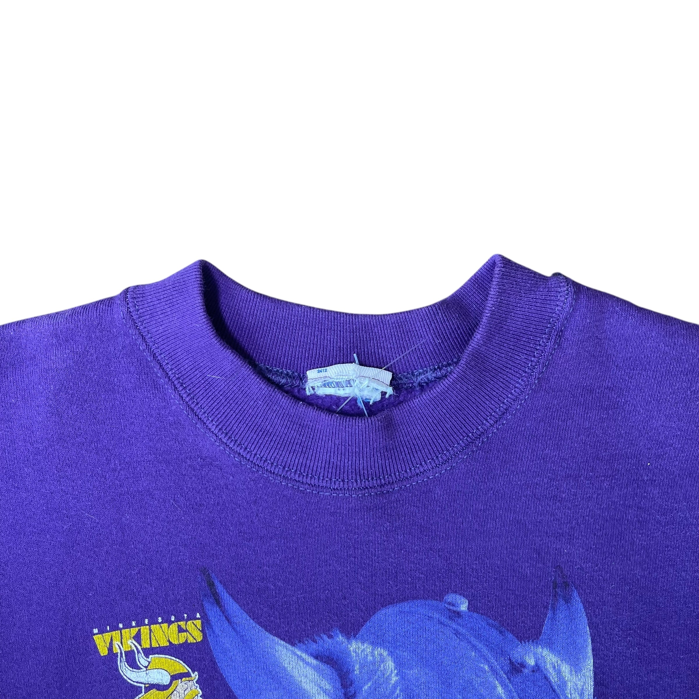 Vintage Minnesota Vikings Purple Graphic Crewneck Sweatshirt