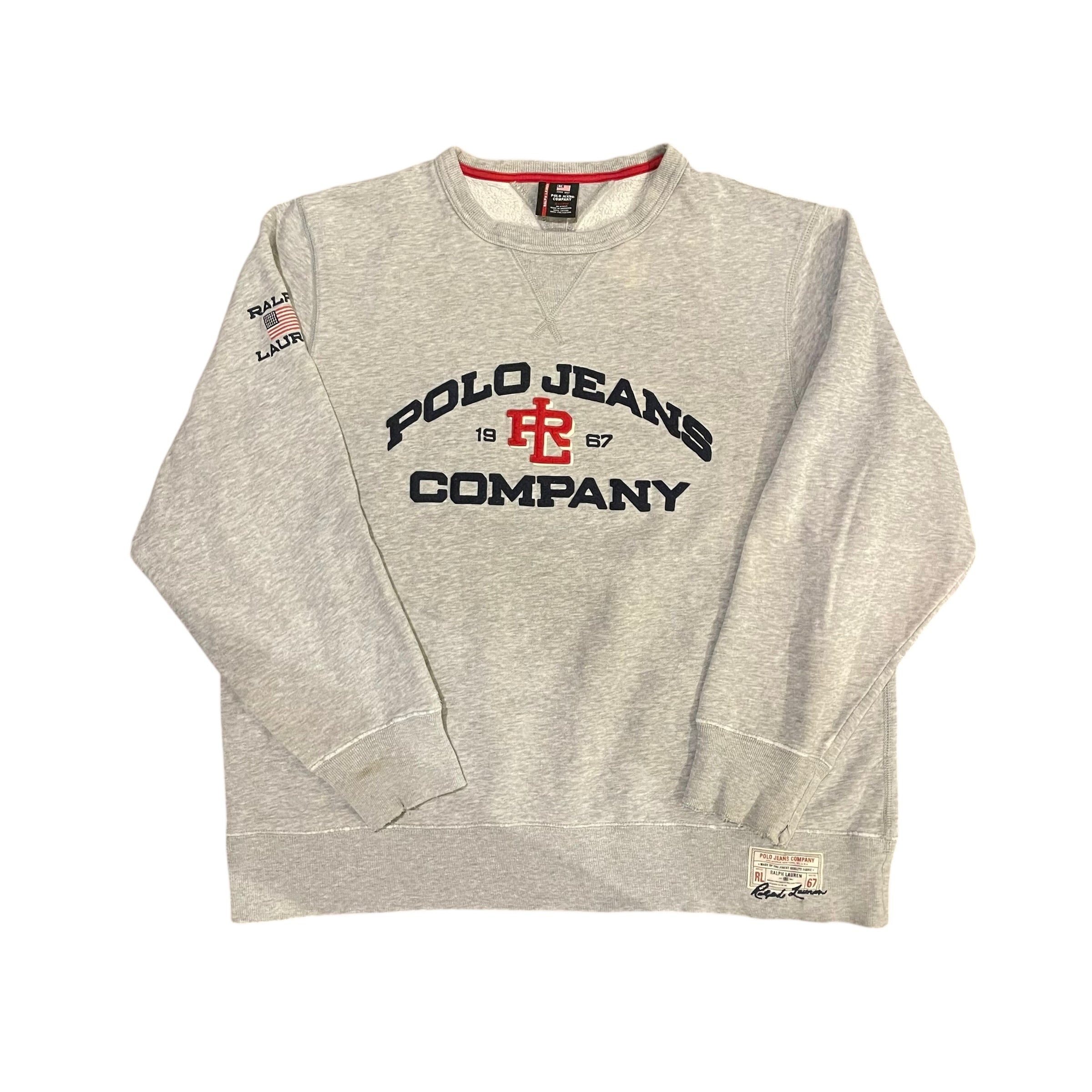 Vintage Polo Jeans Co. Signature Gray Crewneck