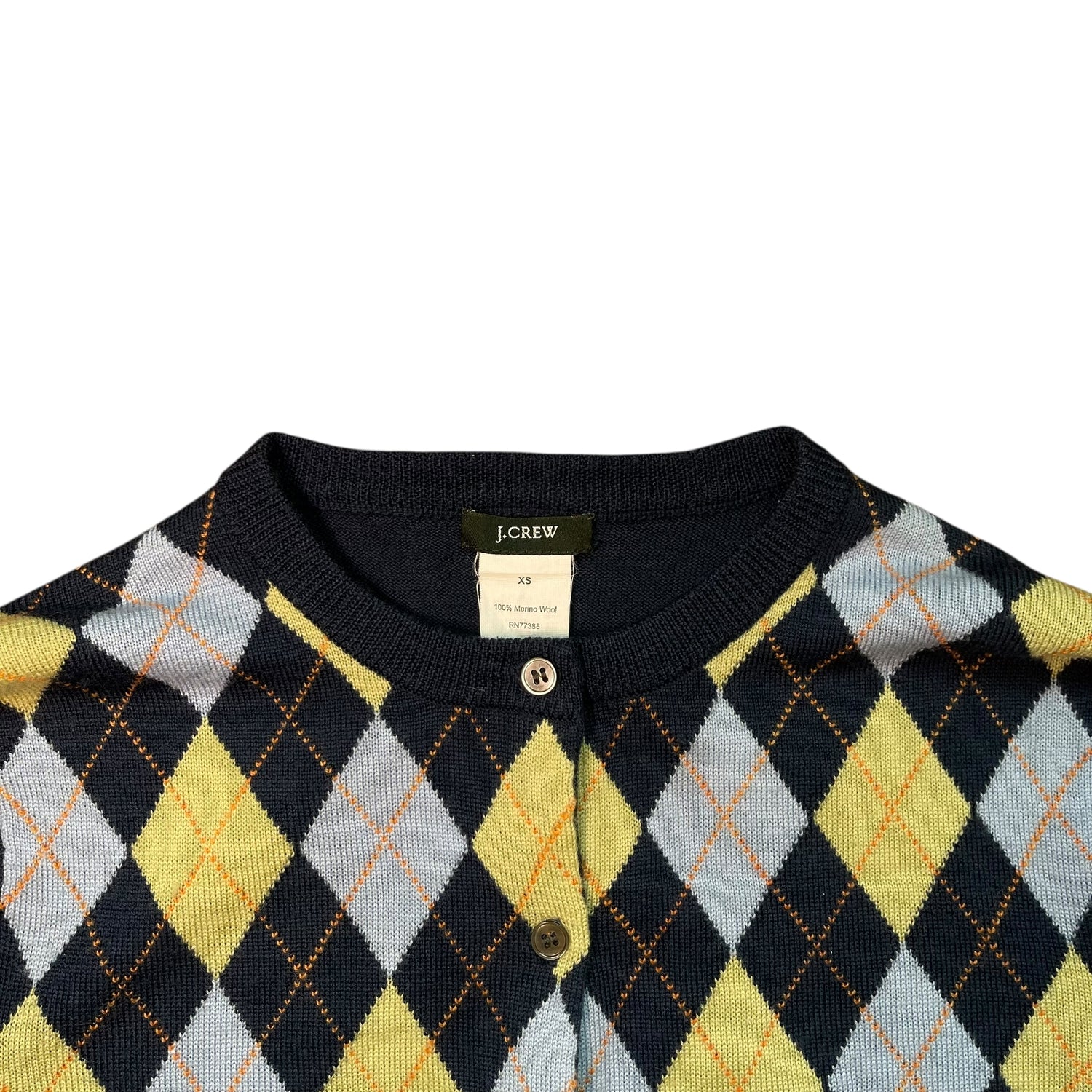 Vintage J.Crew Argyle Print Button-Up Cardigan