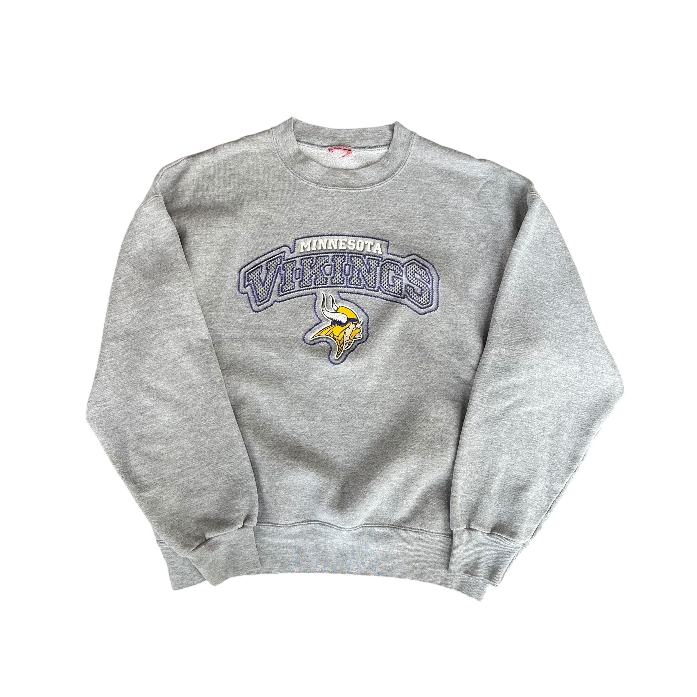 Vintage Minnesota Vikings Puff Print Gray Crewneck
