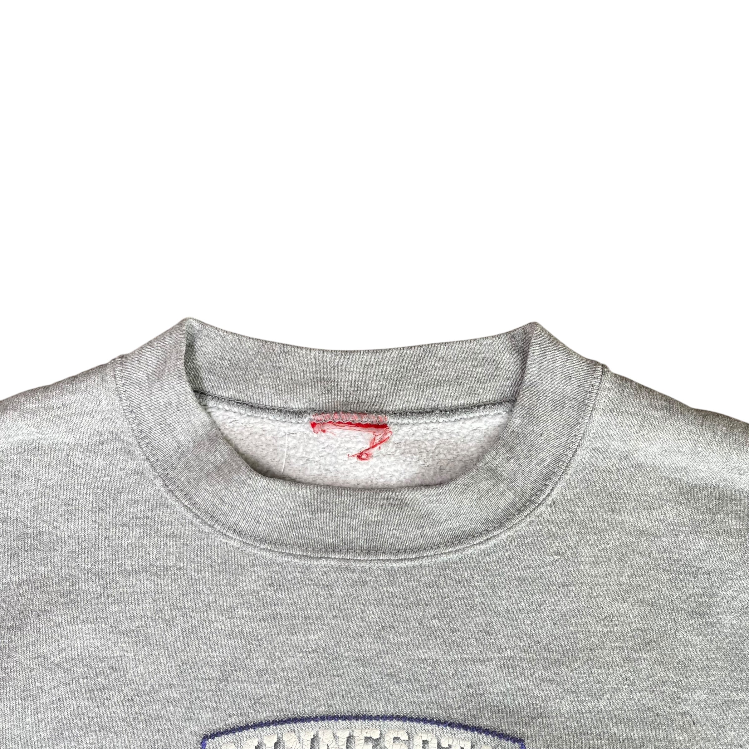 Vintage Minnesota Vikings Puff Print Gray Crewneck