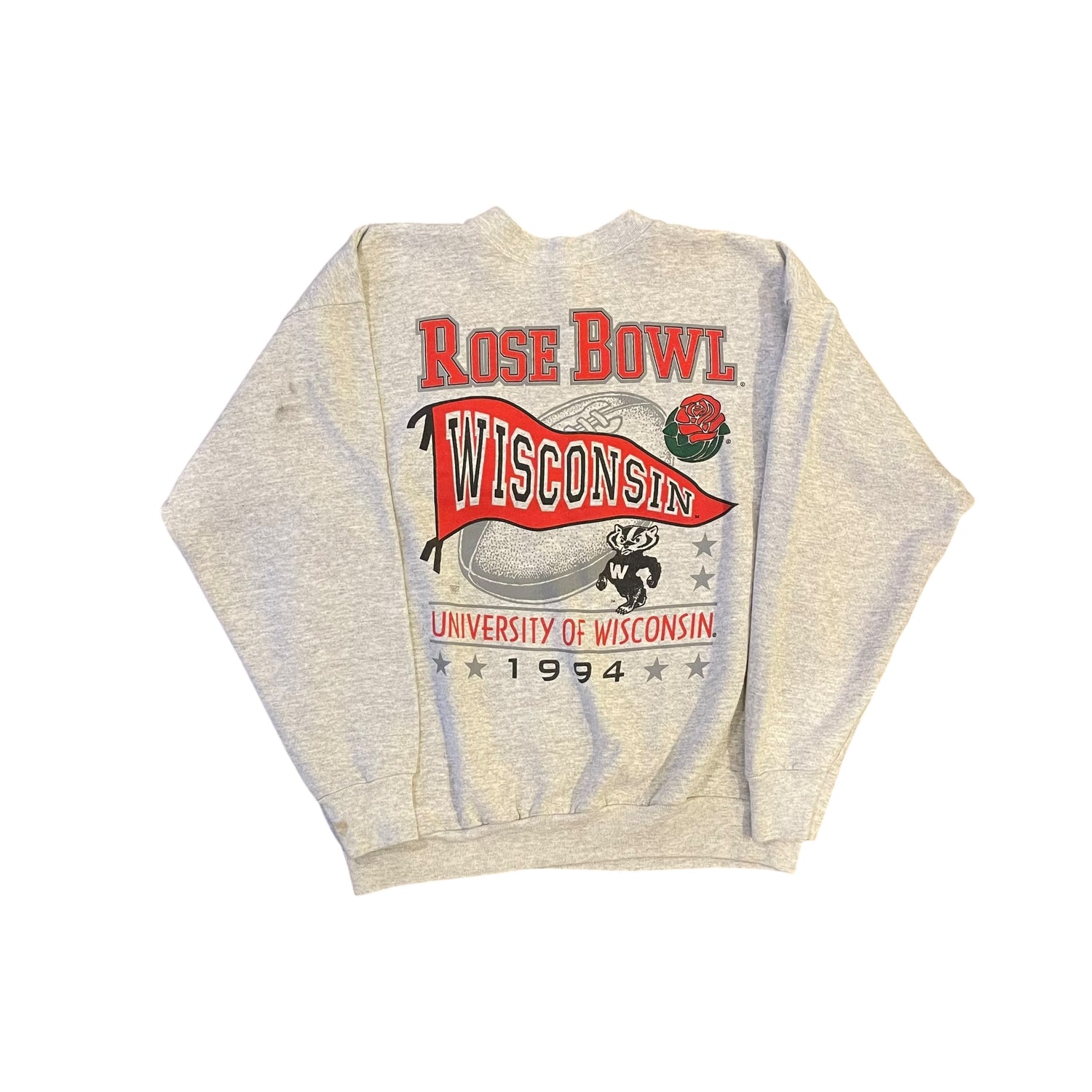 Vintage Long Sleeve Wisconsin Badgers Rose Bowl Crewneck Sweatshirt