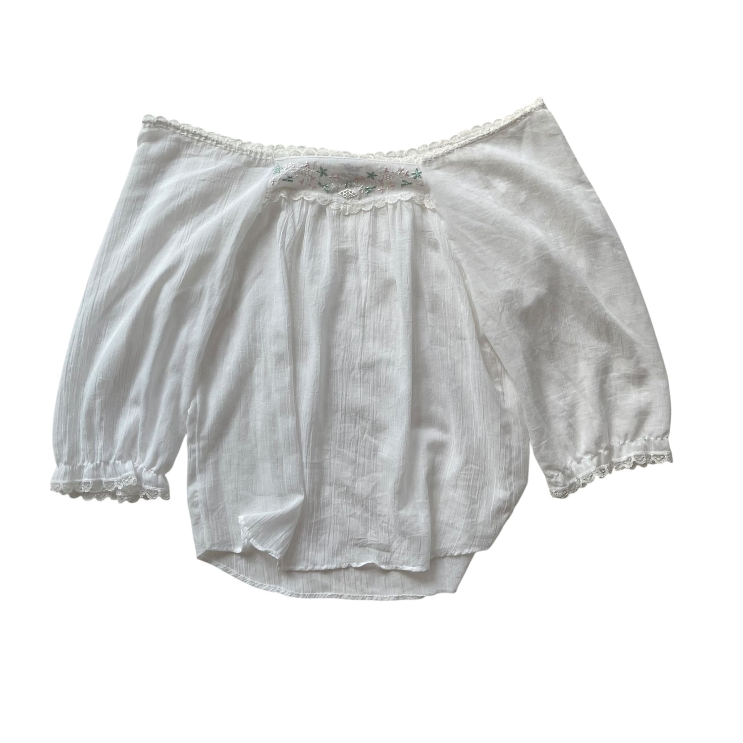 Vintage Linen Off Shoulder Blouse