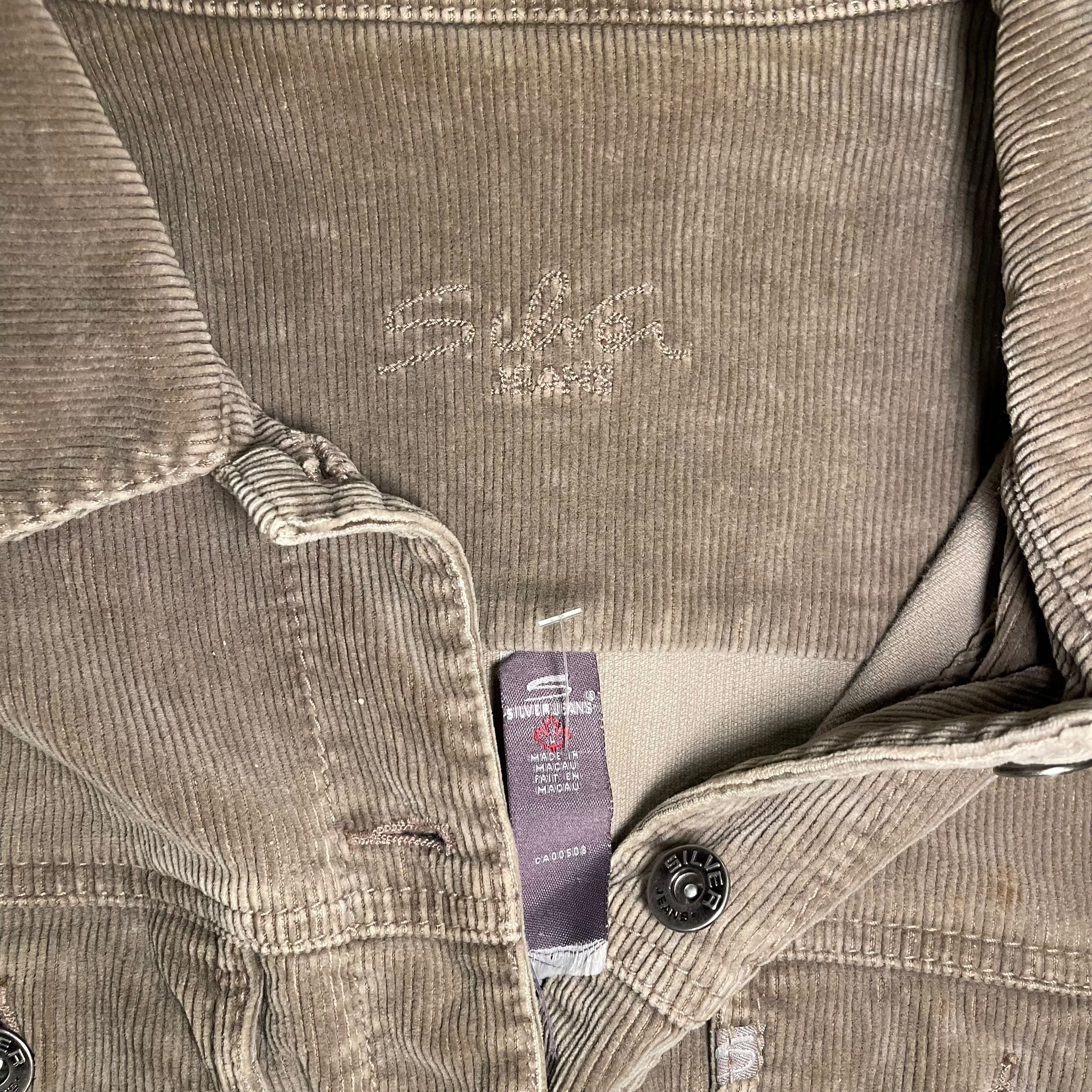 Vintage Y2K Long-Sleeve Silver Jeans Corduroy Jacket