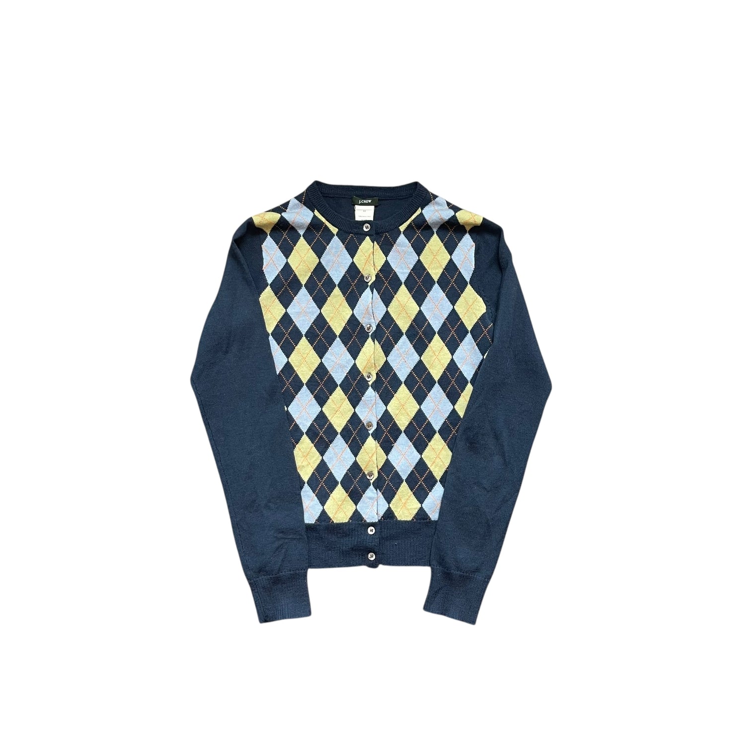 Vintage J.Crew Argyle Print Button-Up Cardigan