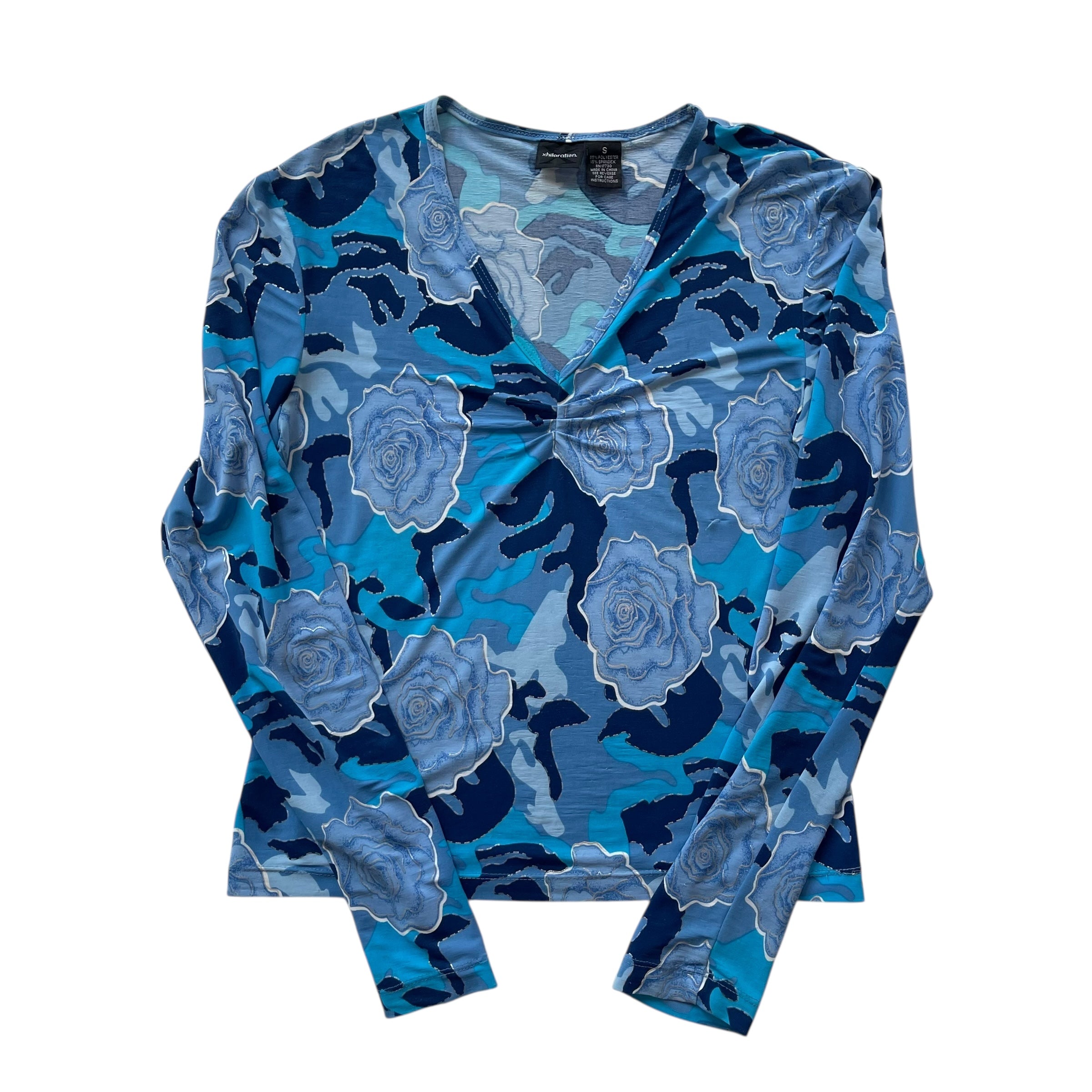 Y2K Xhilaration Blue Long Sleeve V-Neck Blouse