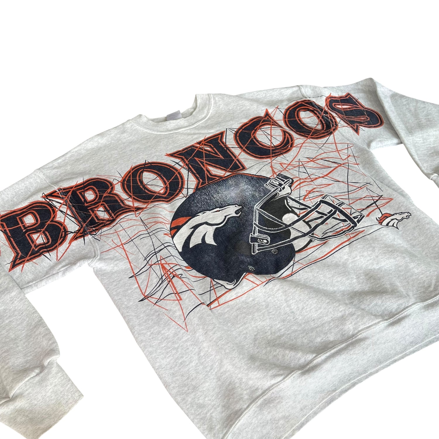 Vintage Denver Broncos Gray Spell-Out Crewneck