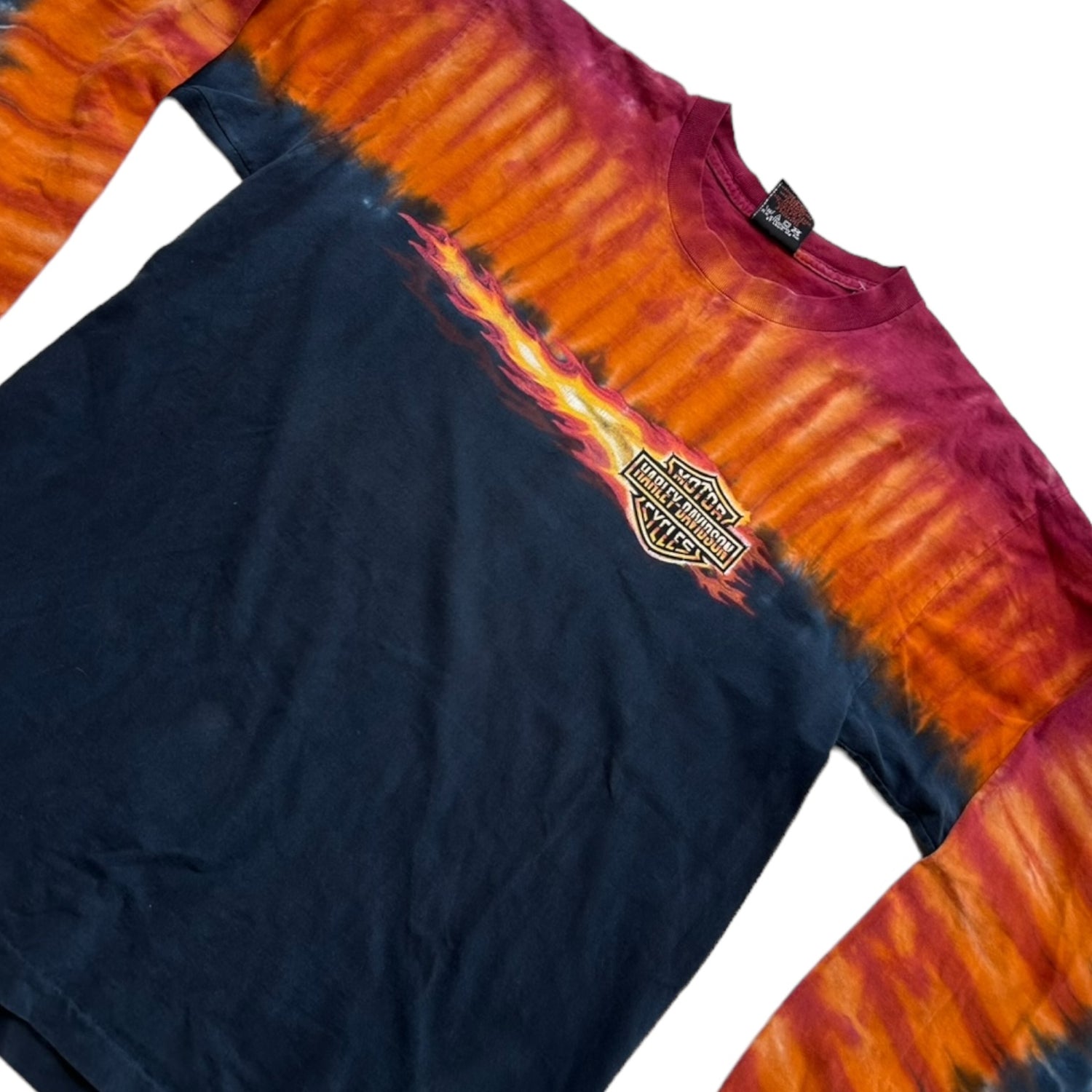 Vintage Harley Davidson Flame Graphic Long Sleeve T-Shirt