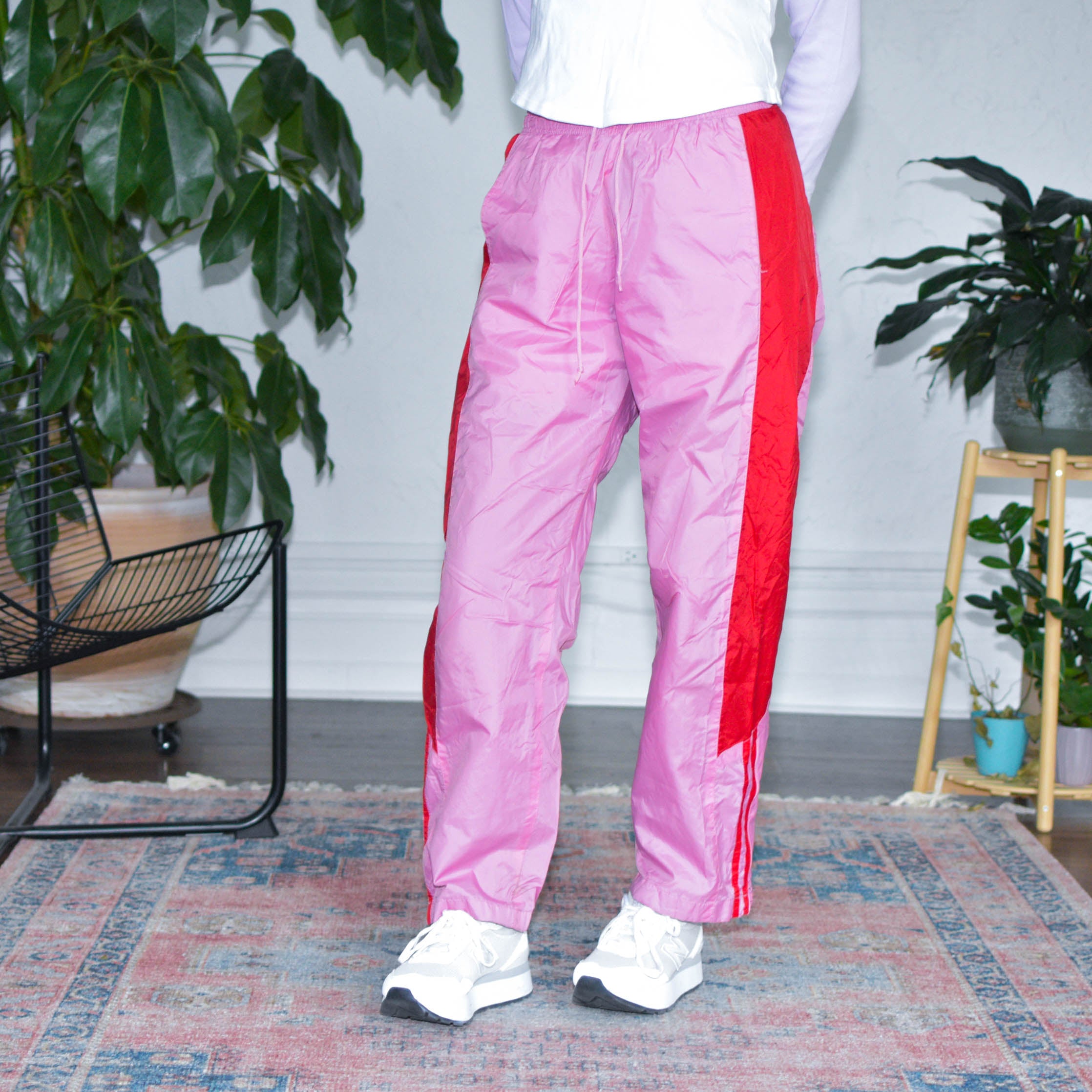 Y2k Pink Nylon Femme Track Pants