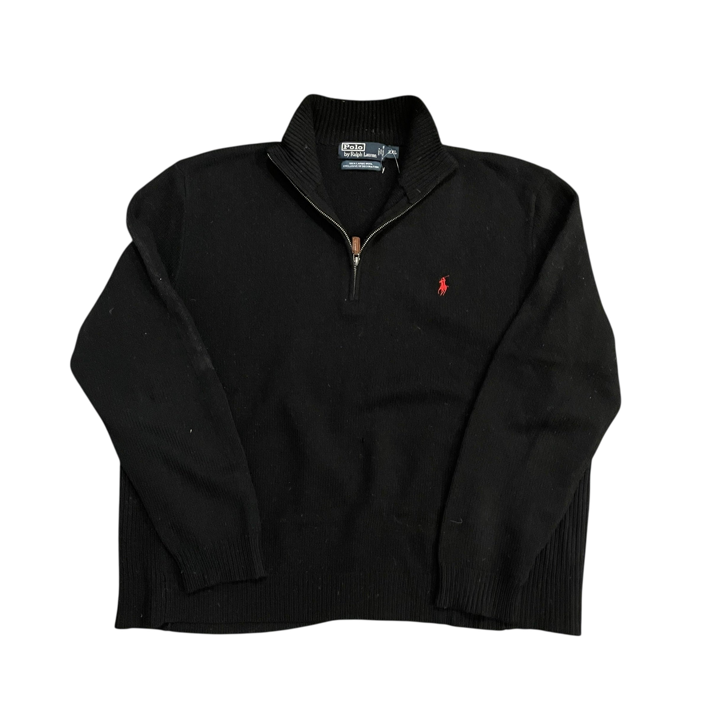 Polo Ralph Lauren Black Knit Quarter-Zip Sweatshirt