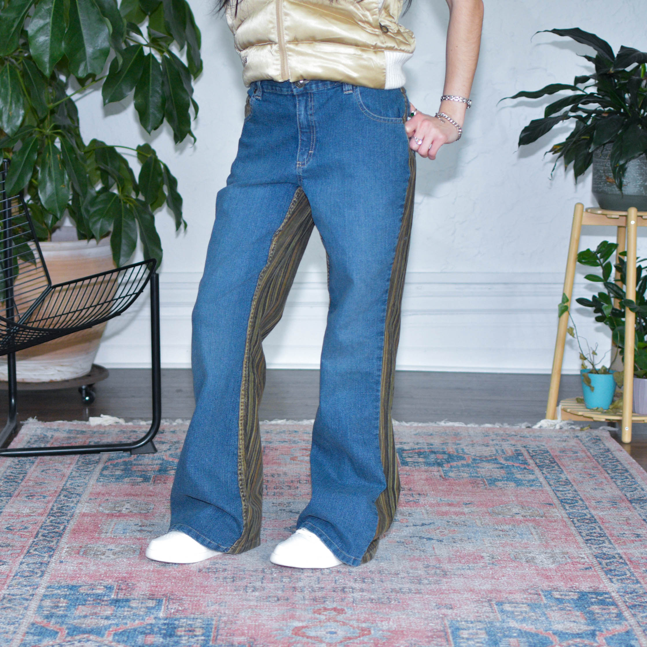 Y2k Vezucci Corduroy Back Denim Flare Pants