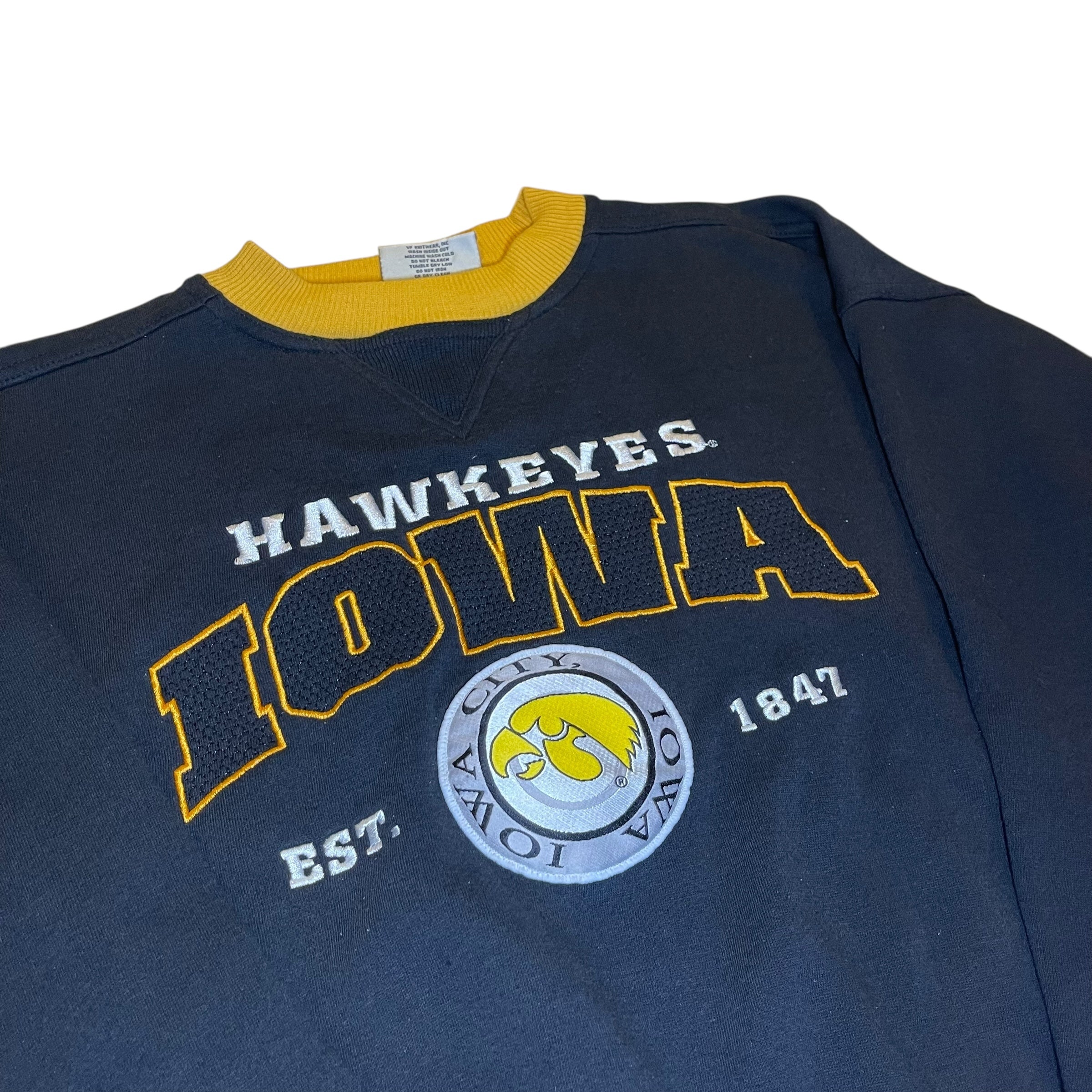 Vintage Lee Sport University of Iowa Hawkeyes Black Crewneck