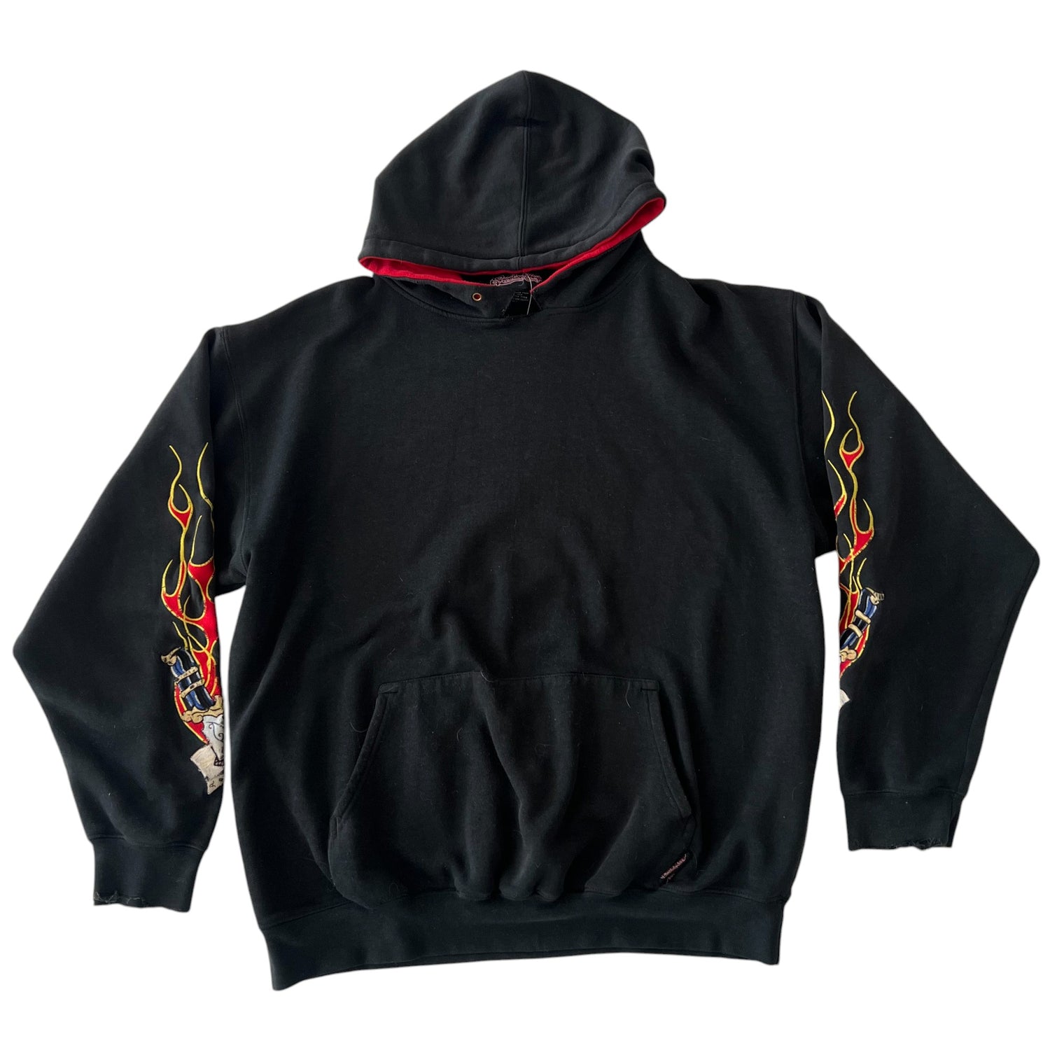 Y2k Sapphire Lounge Flame Embroidered Sleeve Hoodie