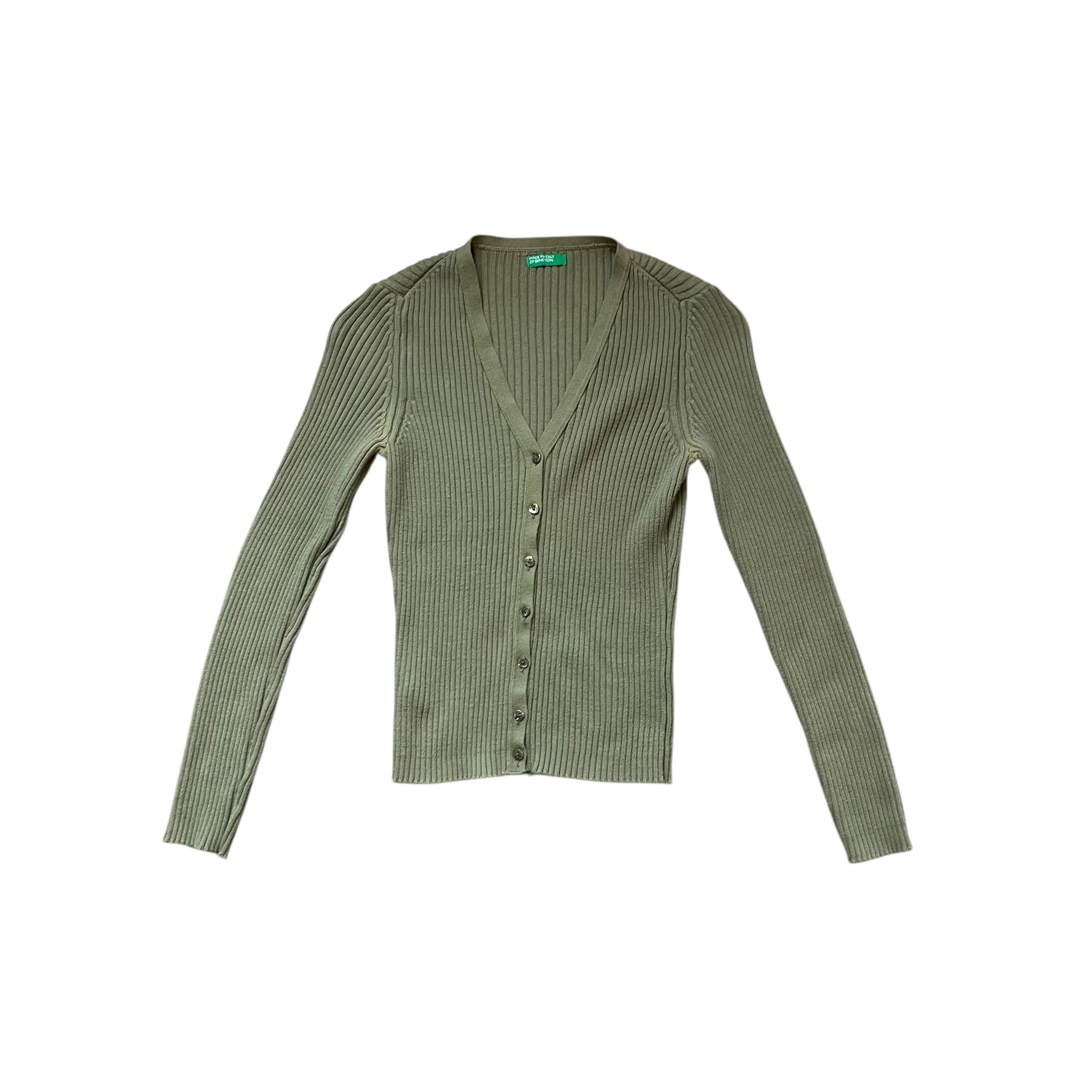 Vintage United Colors of Benetton Olive Ribbed Cardigan