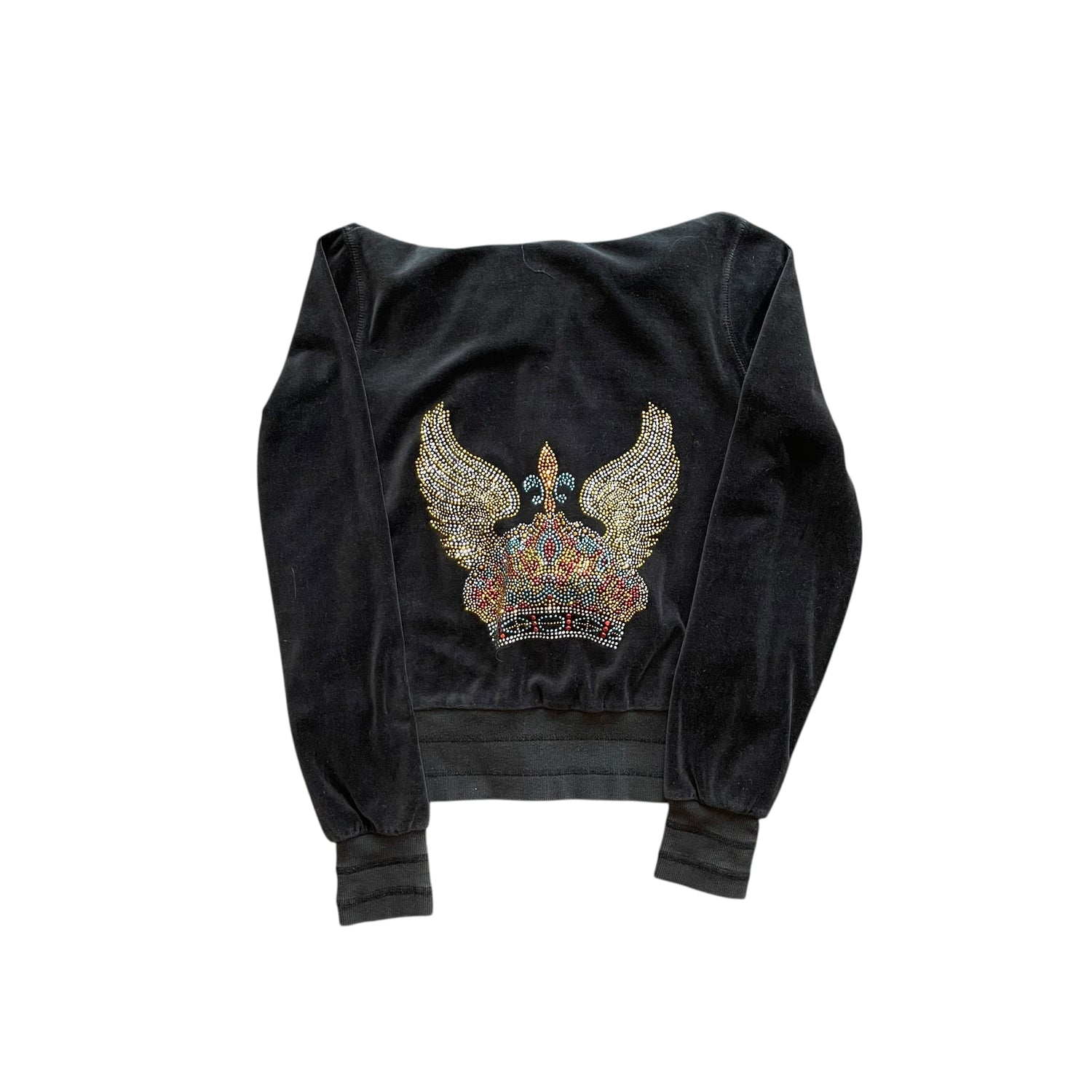 Y2K Romeo & Juliet Couture Bedazzled Velour Hoodie