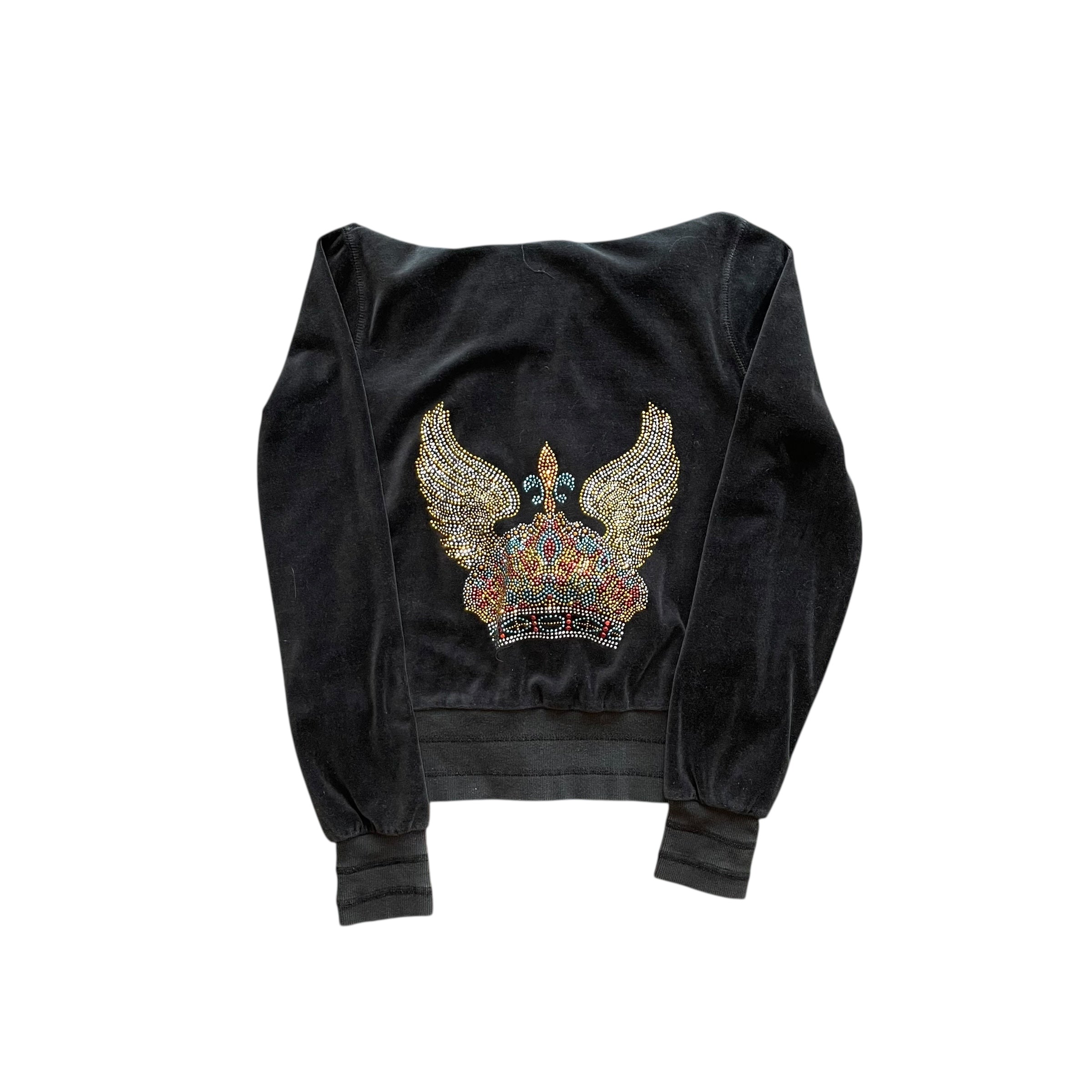 Y2K Romeo & Juliet Couture Bedazzled Velour Hoodie