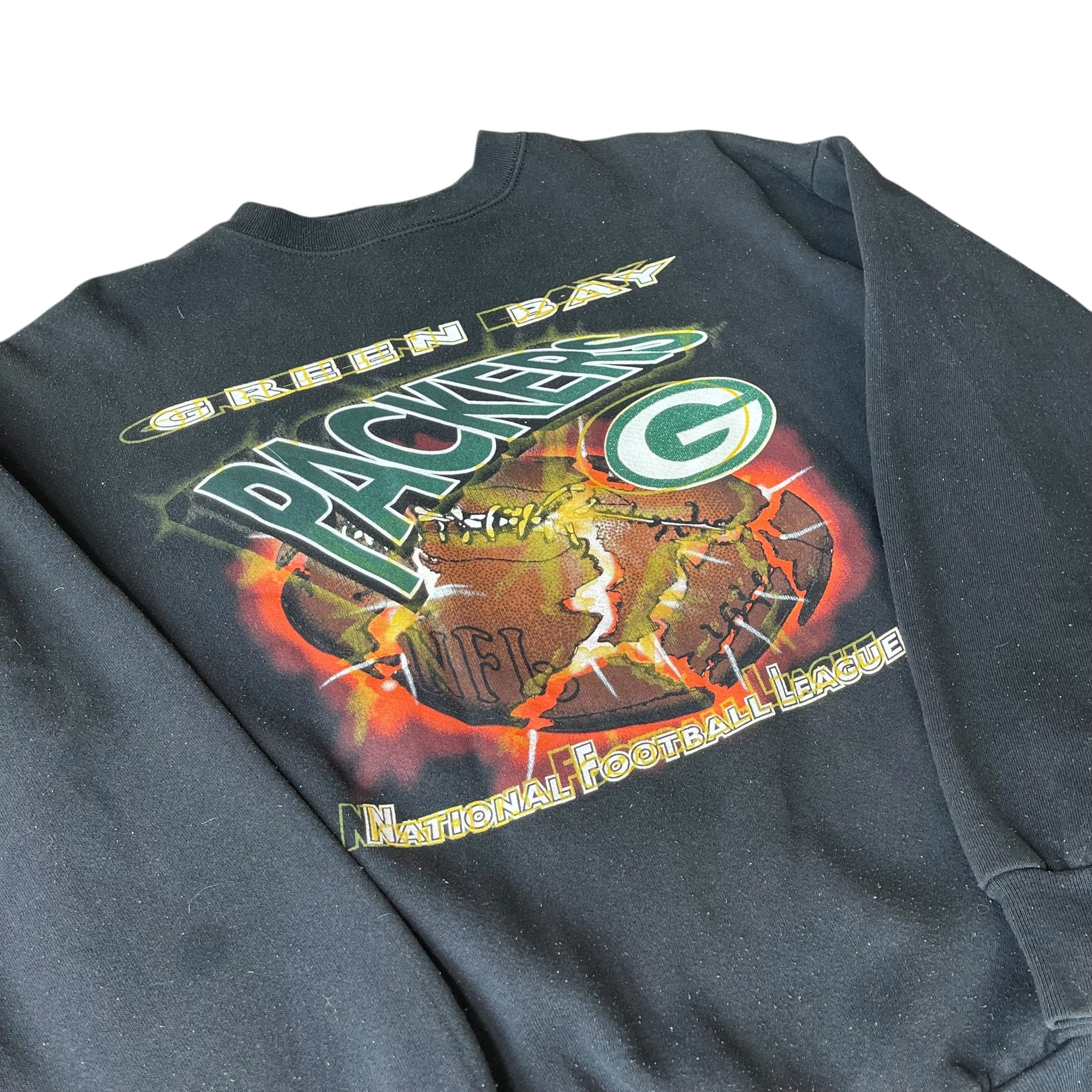 Vintage 90s Green Bay Packers Black 3D Logo Crewneck