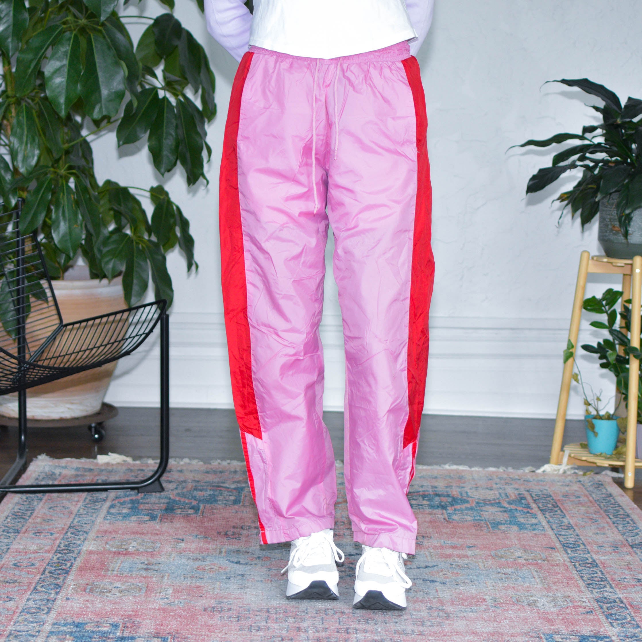 Y2k Pink Nylon Femme Track Pants