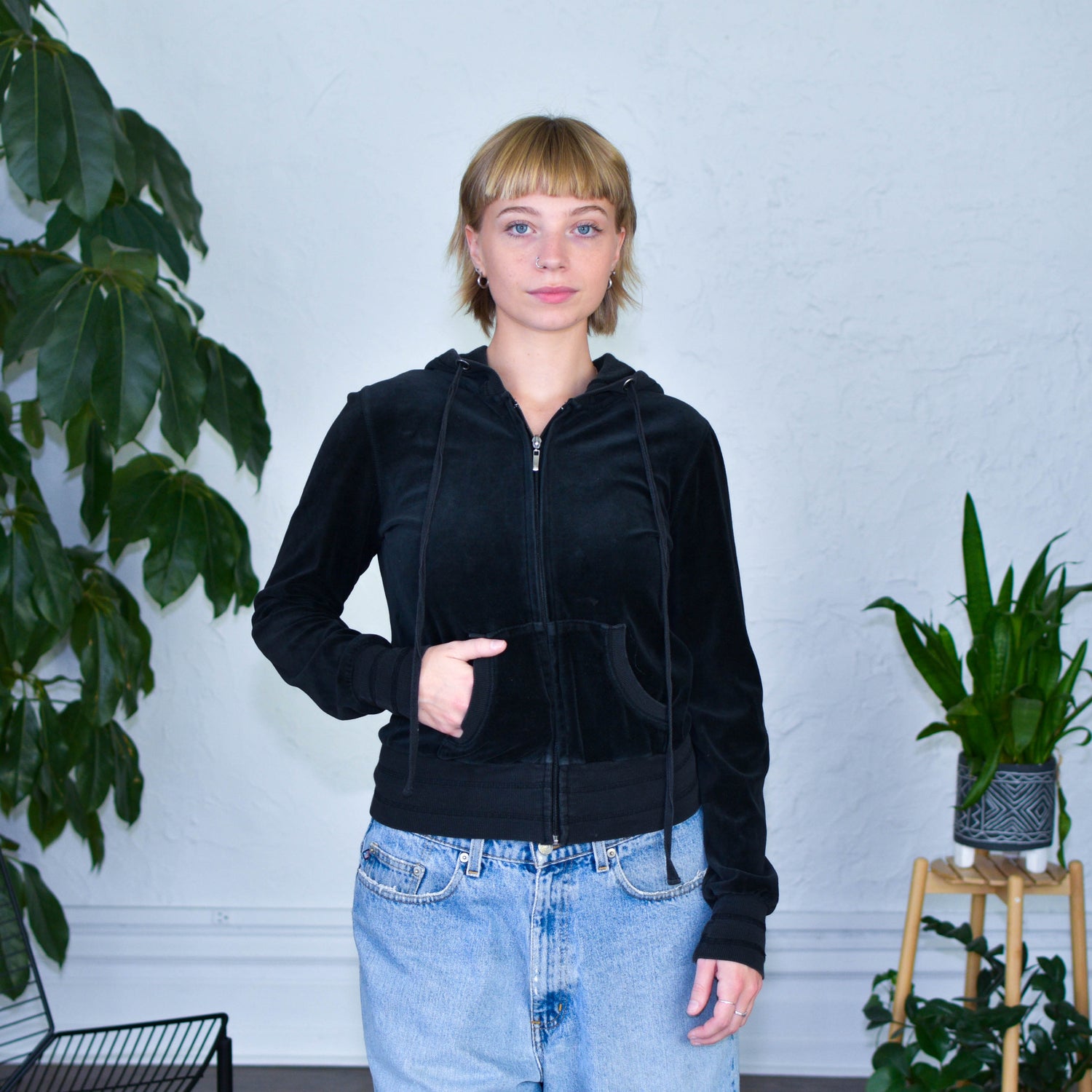 Y2K Romeo & Juliet Couture Bedazzled Velour Hoodie