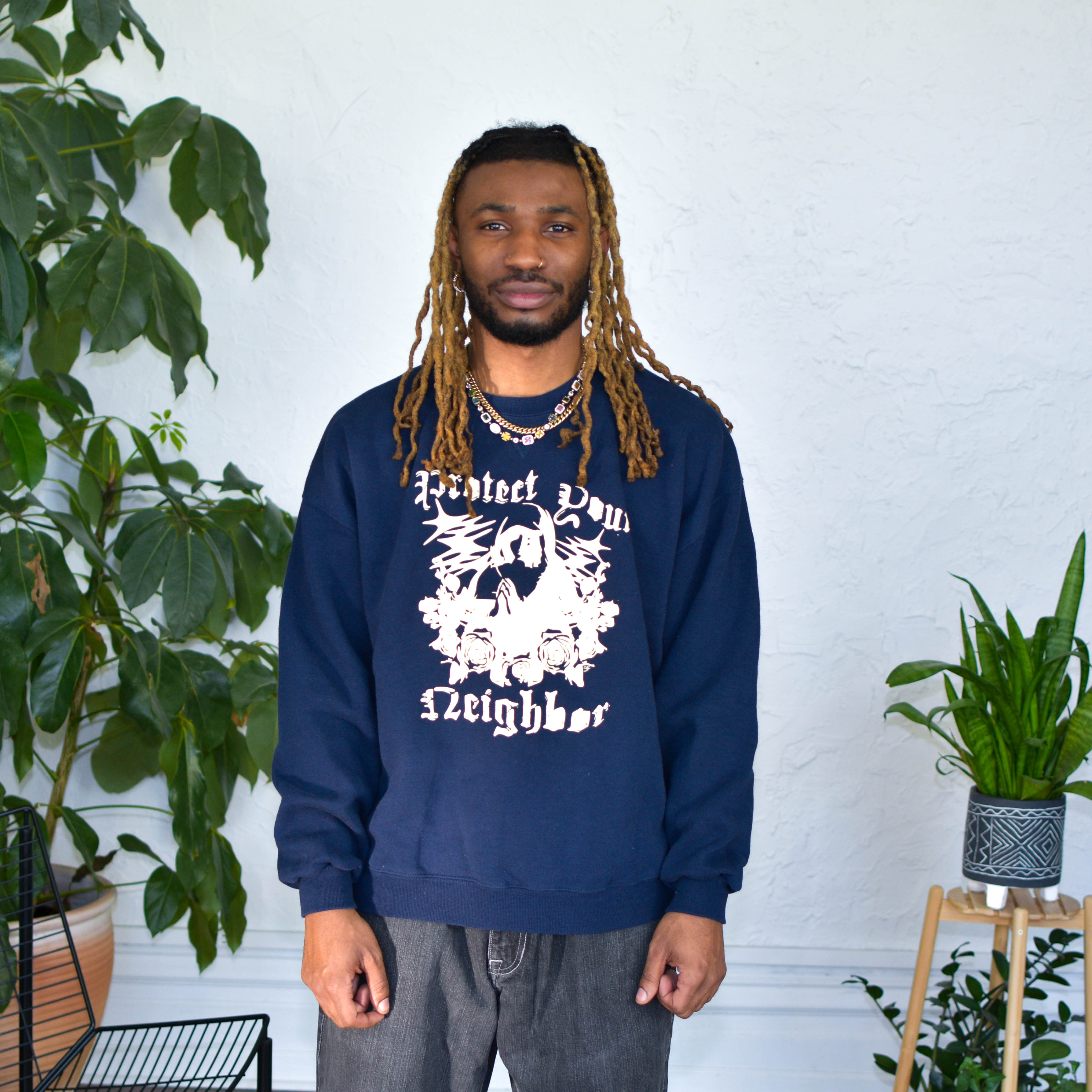 Navy Sweatshirt - "Protect Your Neighbor" Solidarity Merch