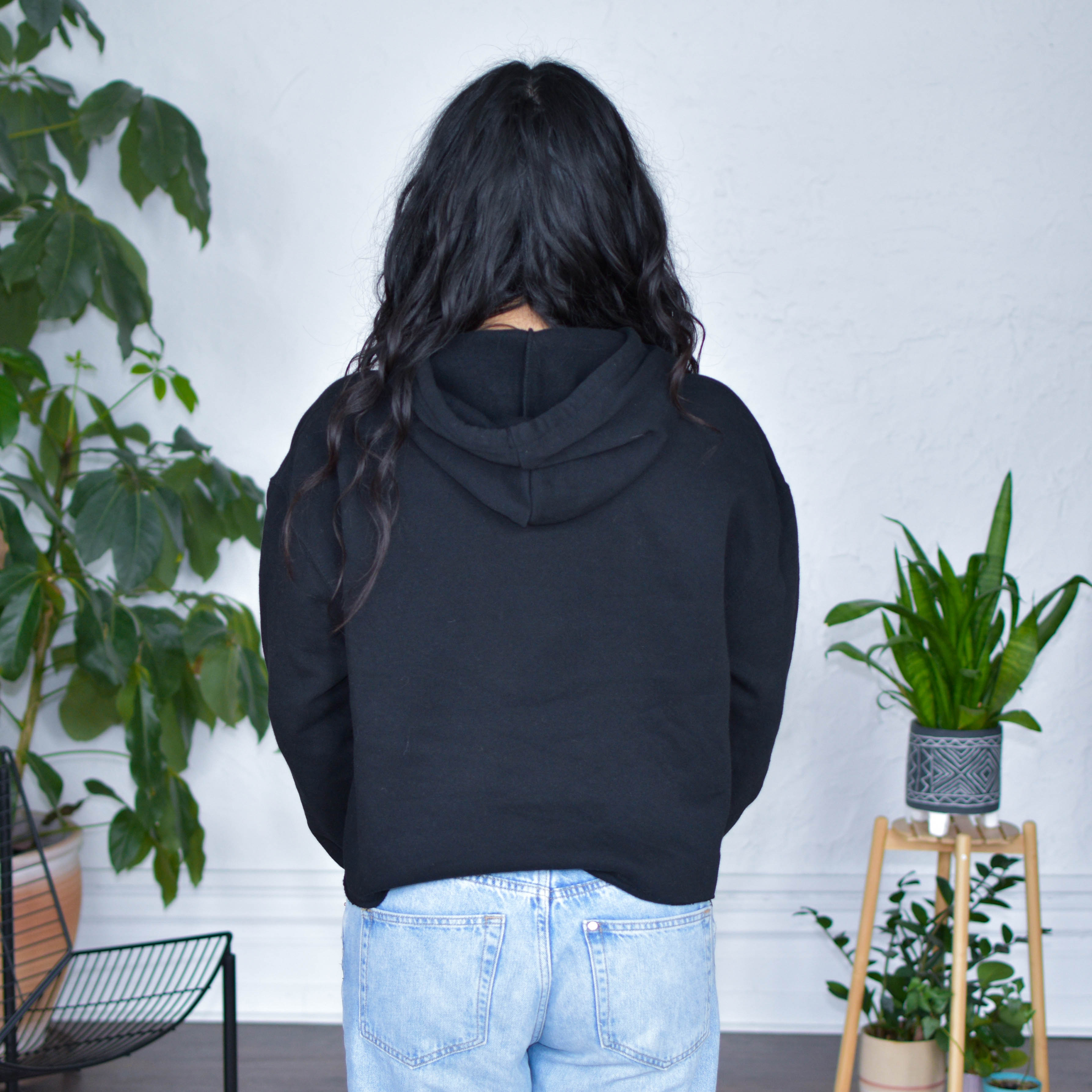 Black Cropped Hoodie "Immigrants Keep the World Going" Solidarity Merch