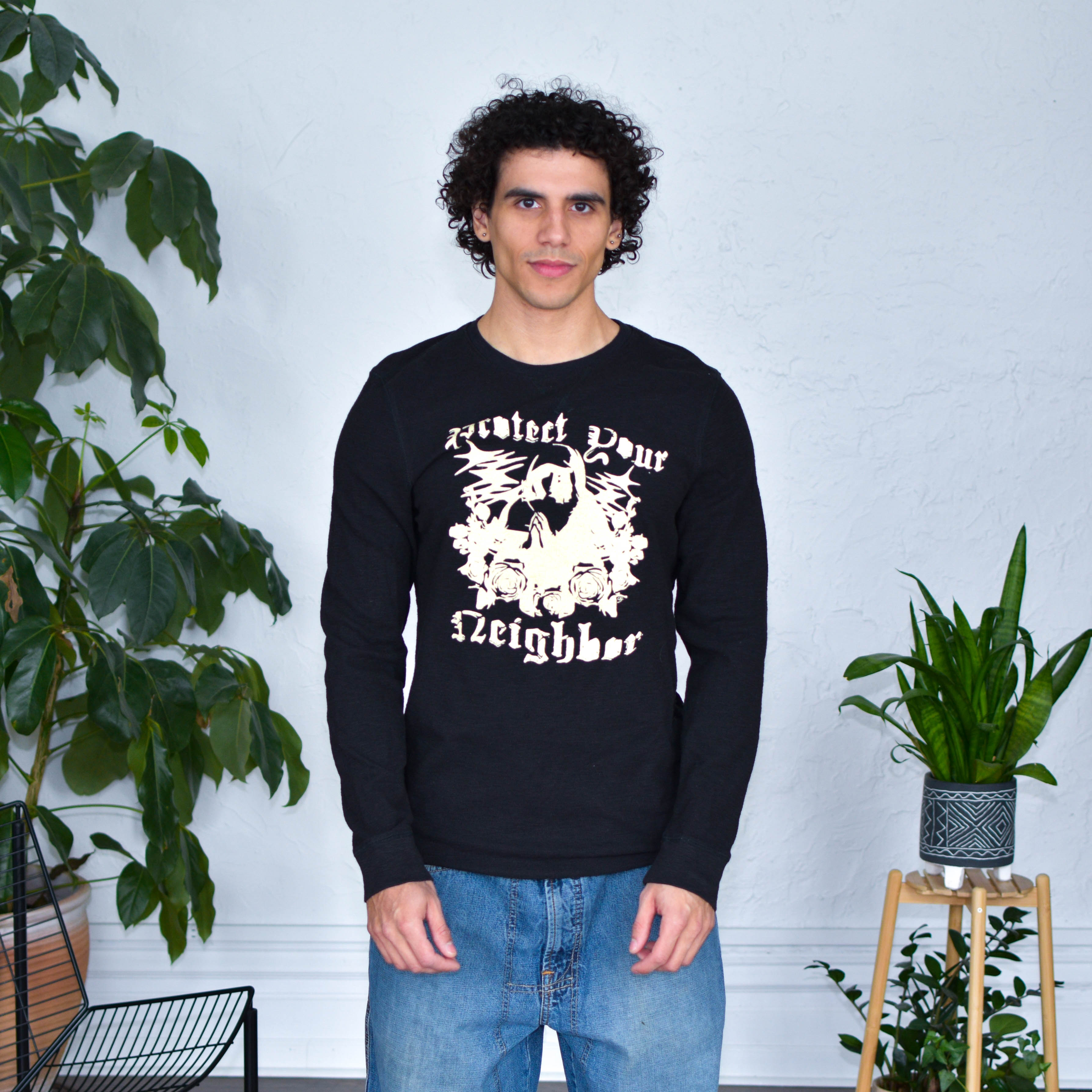 Black Thermal Shirt - "Protect Your Neighbor" Solidarity Merch