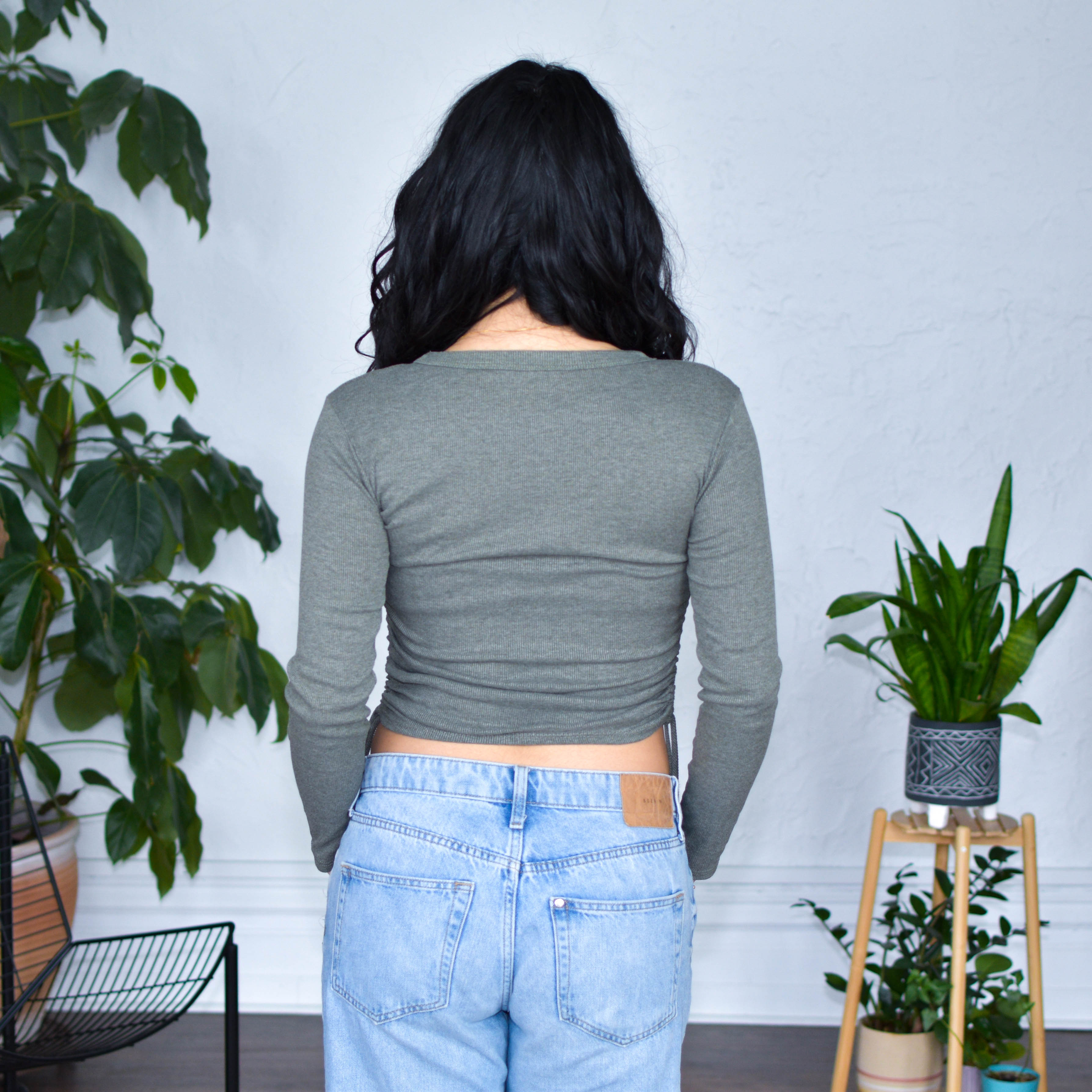 Olive Cropped Thermal "Protect Your Neighbors" Solidarity Merch