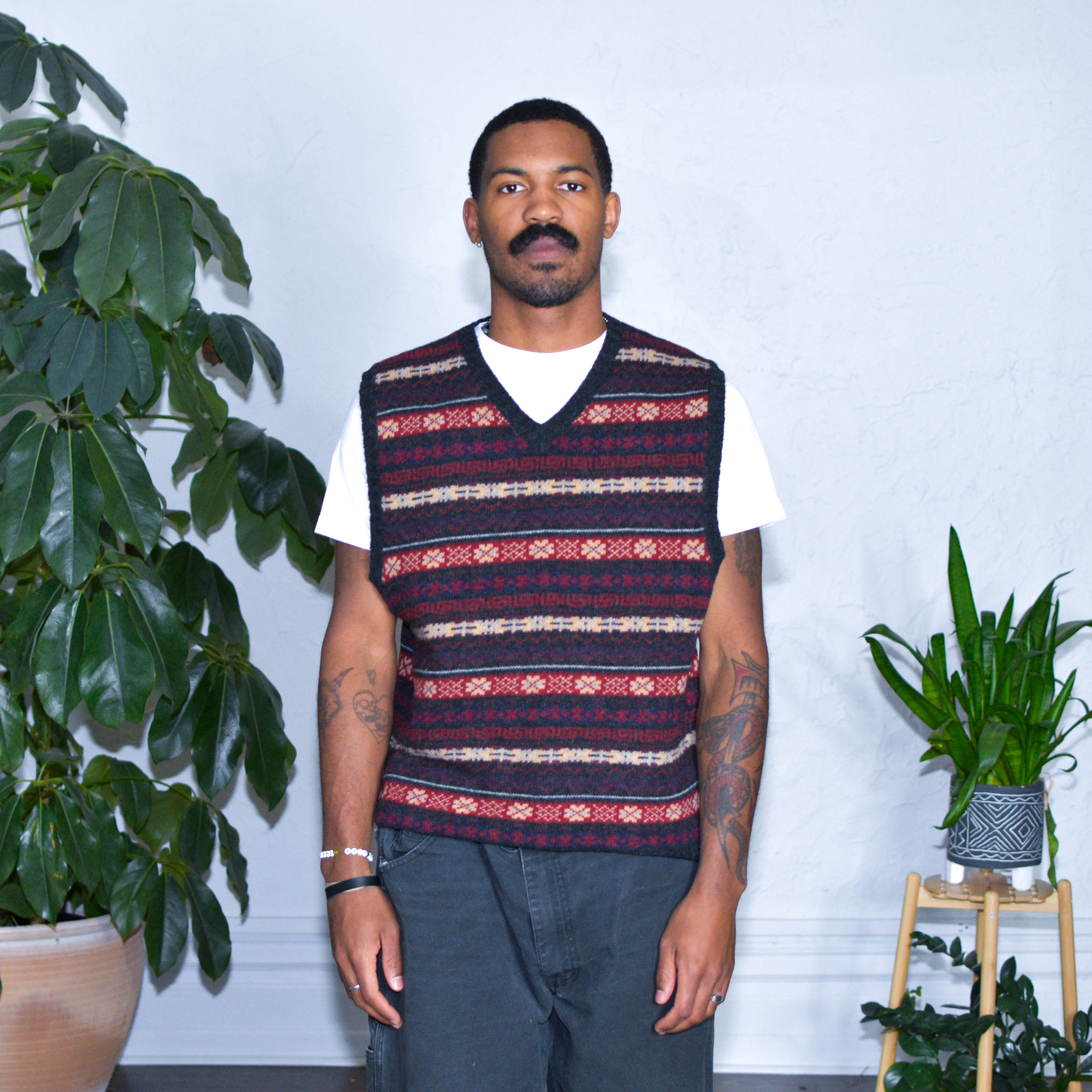 Vintage Structure Urban Wear Multi-print Sweater Vest