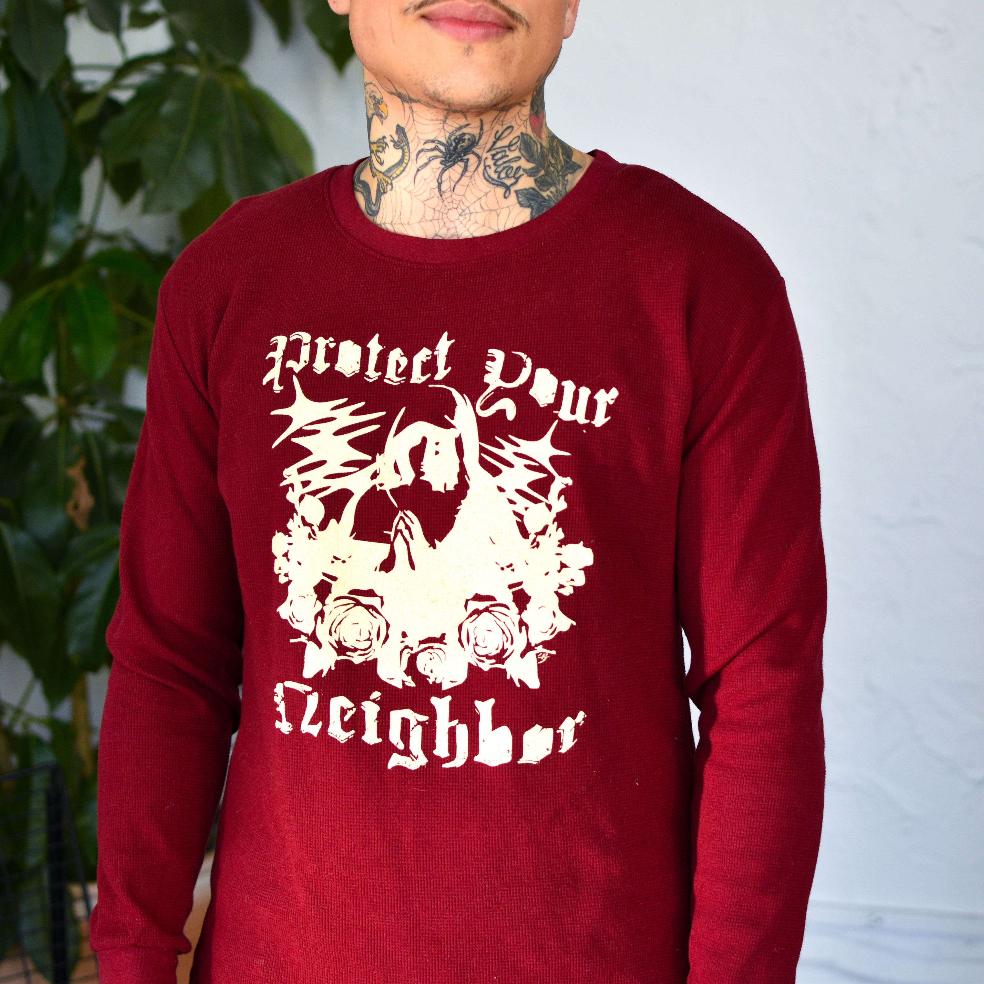 Maroon Thermal Shirt - "Protect Your Neighbors" Solidarity Merch