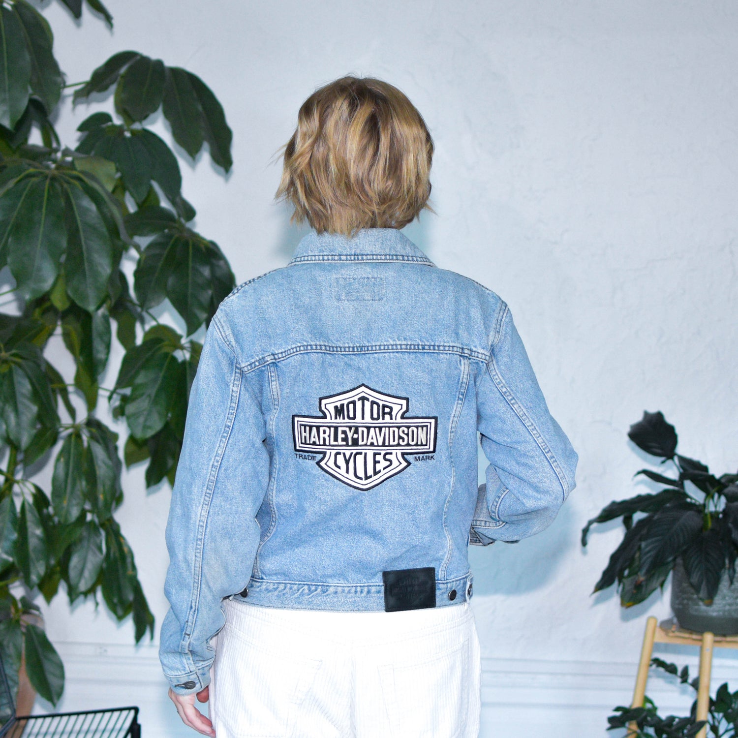 Vintage Harley Davidson Cropped Denim Jacket