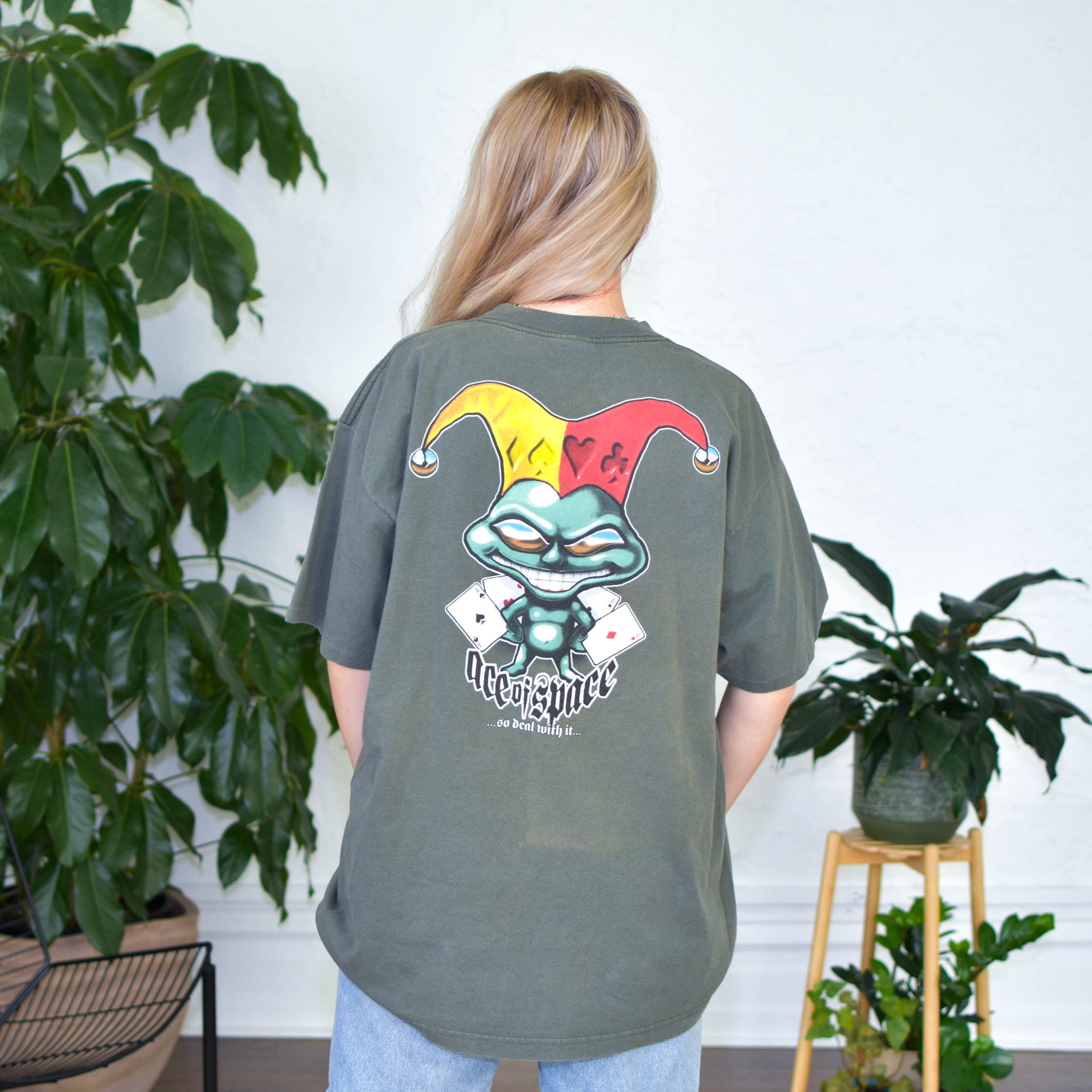 Y2k Green Utility ‘Ace of Space’ Graphic T-Shirt