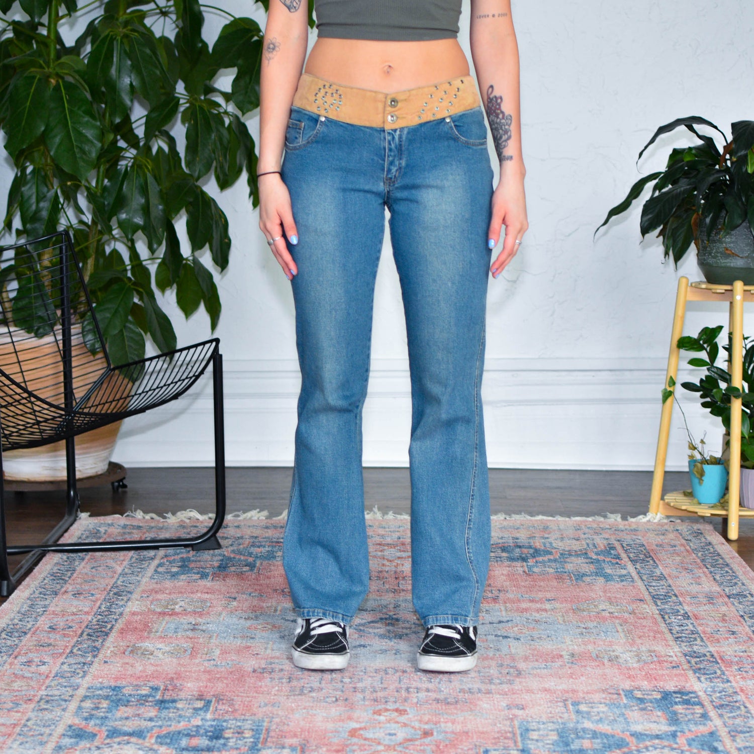 Y2k Hydraulic Western Style Low Rise Flare Jeans