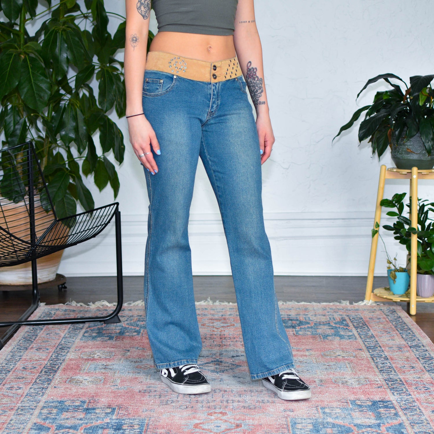 Y2k Hydraulic Western Style Low Rise Flare Jeans